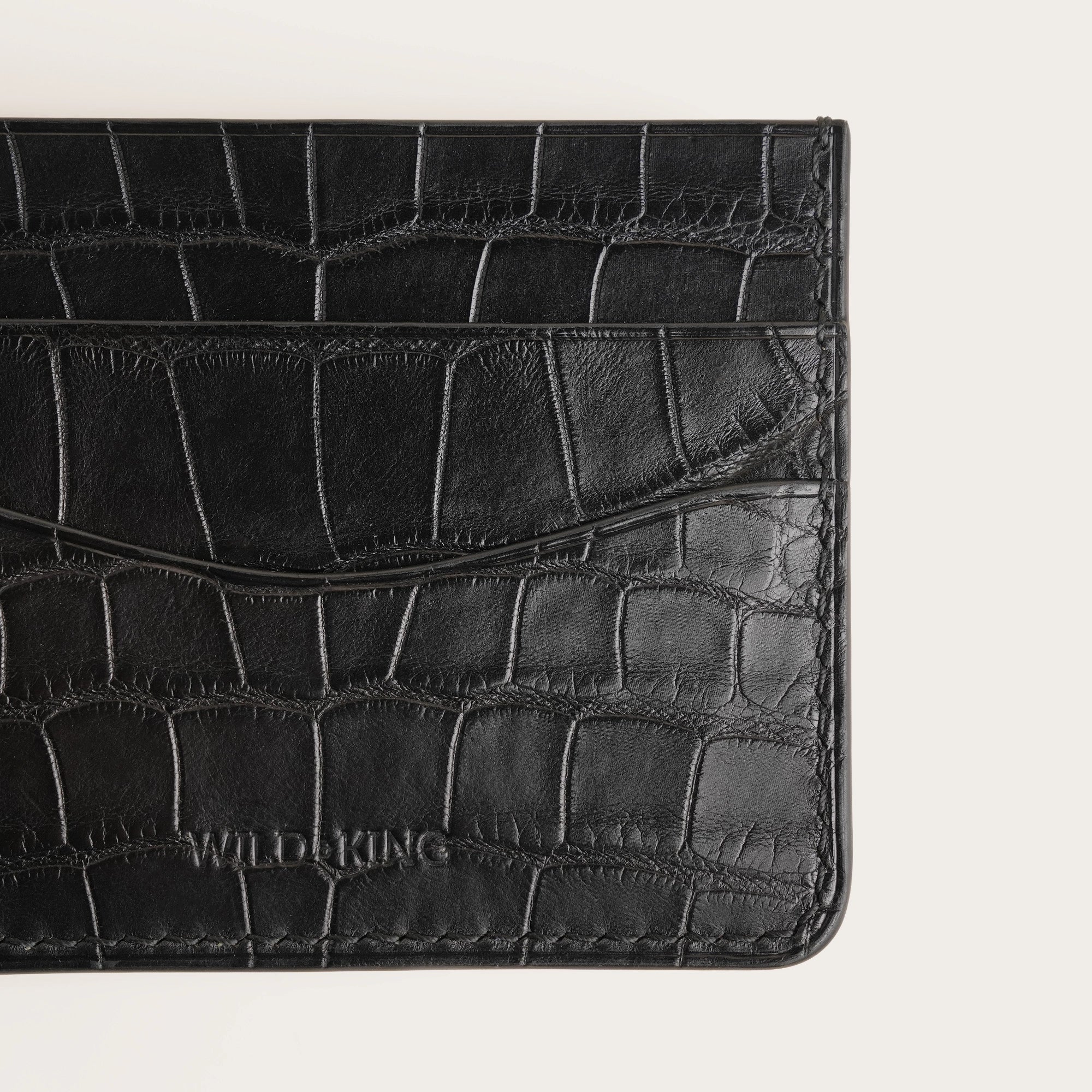 Black Alligator Leather Money Card Clip