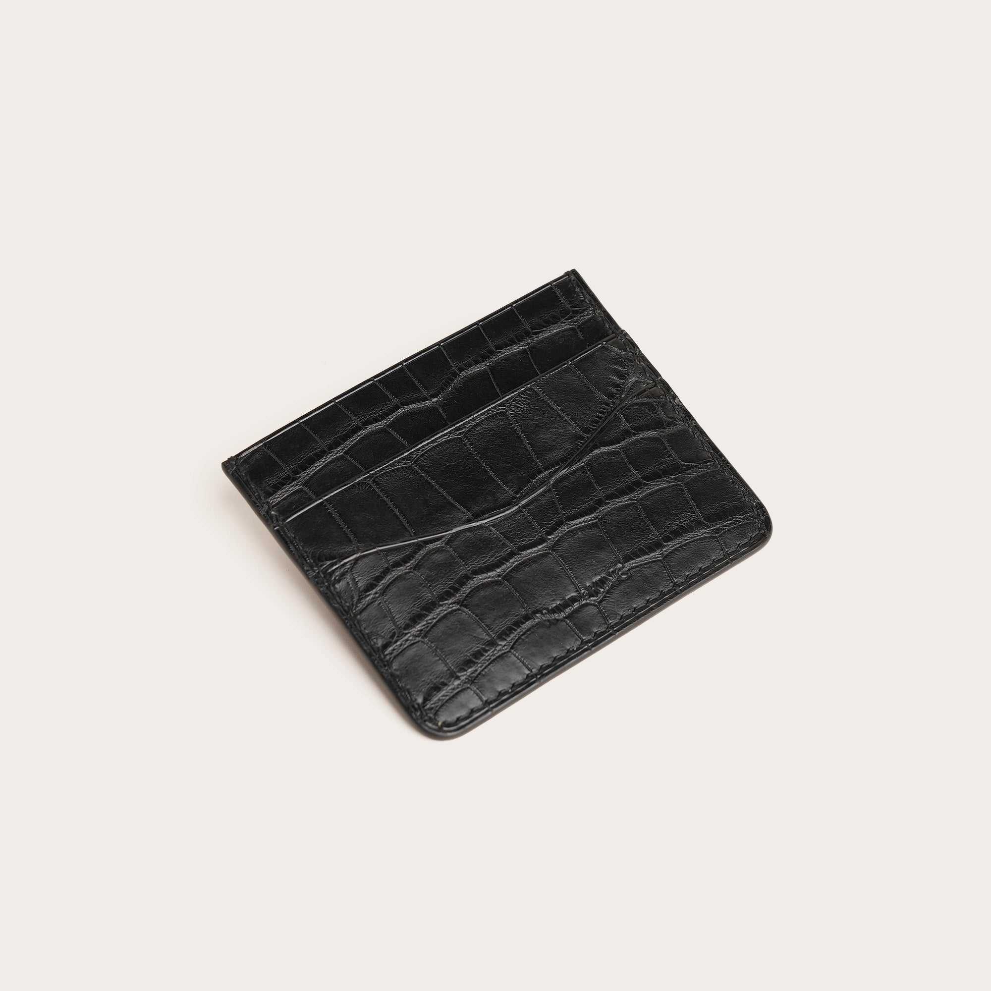 Black Alligator Leather Money Card Clip