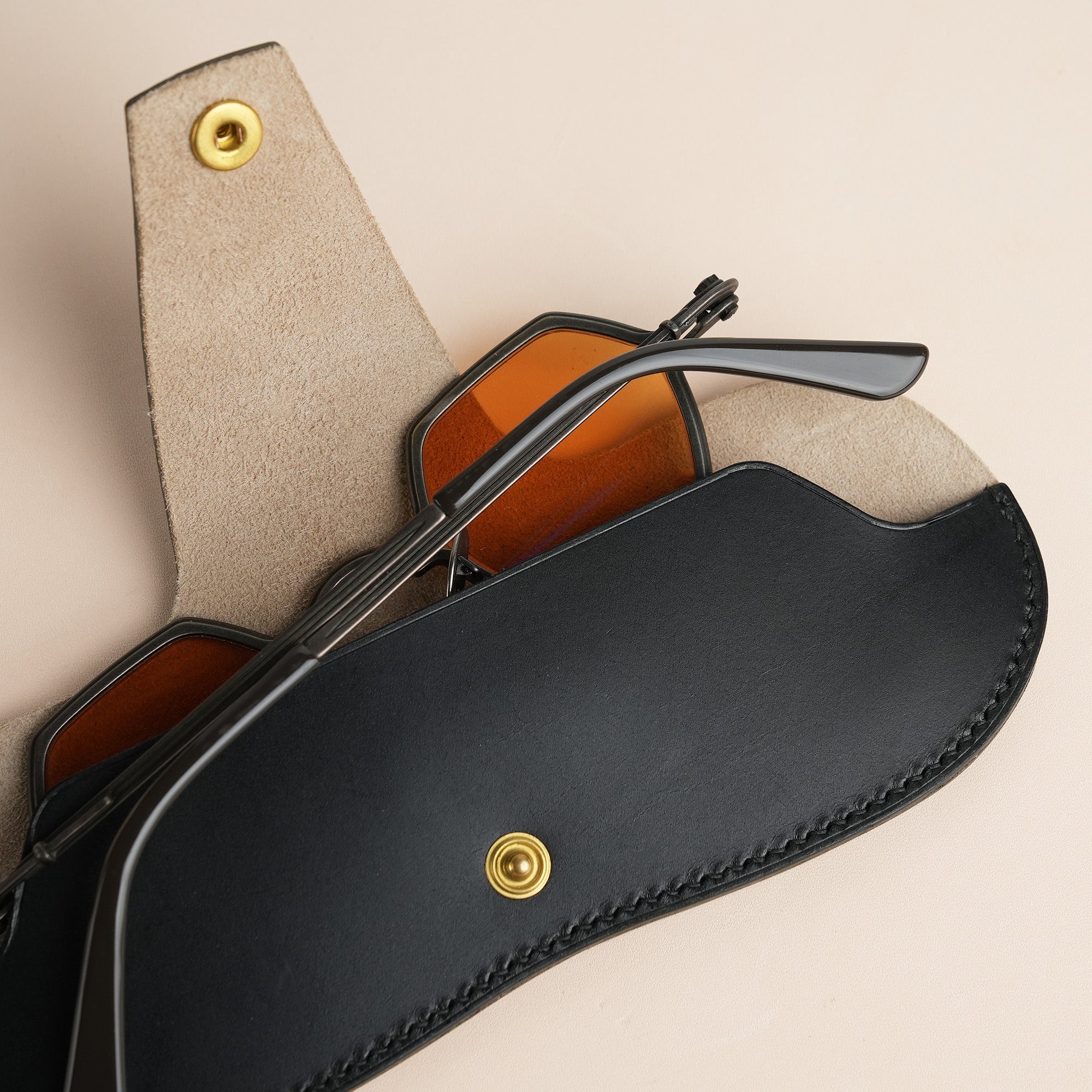 Black Buttero Leather Glasses Case