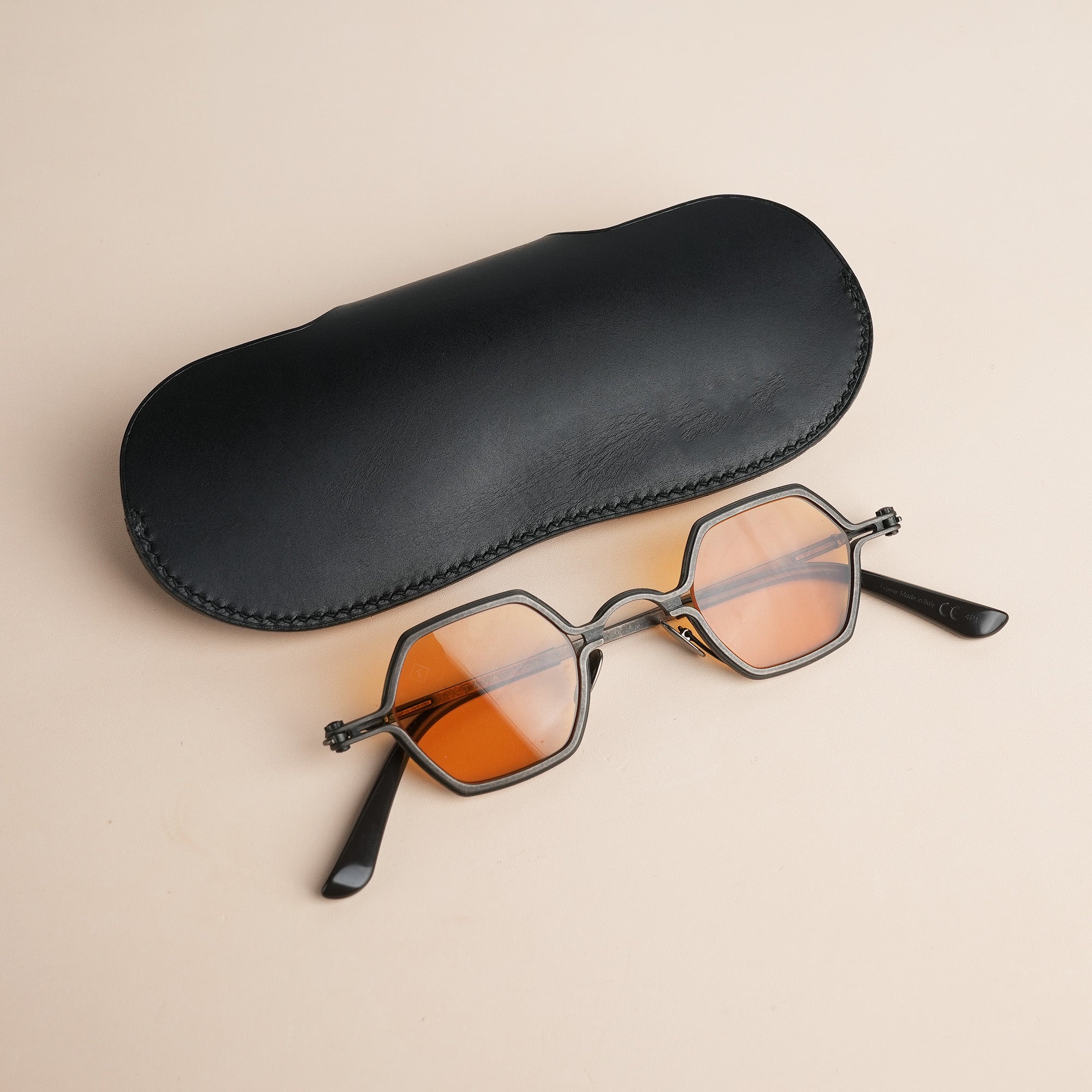 Black Buttero Leather Glasses Case