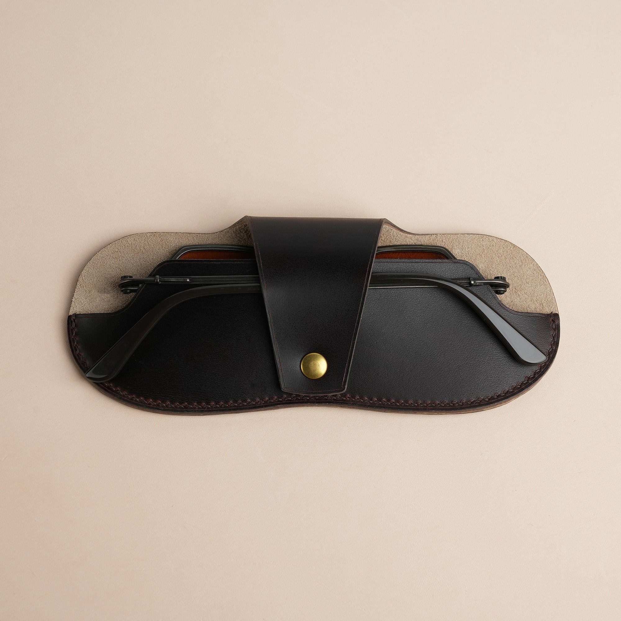 Black Buttero Leather Glasses Case