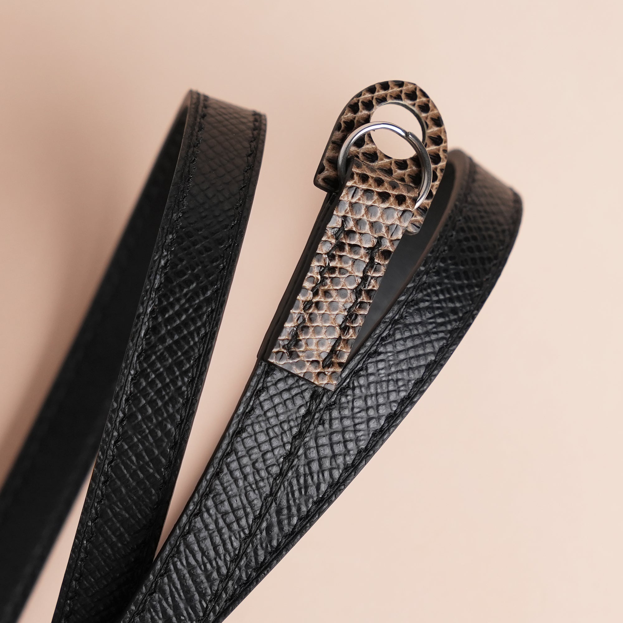 Black Lizard Leather Camera Strap