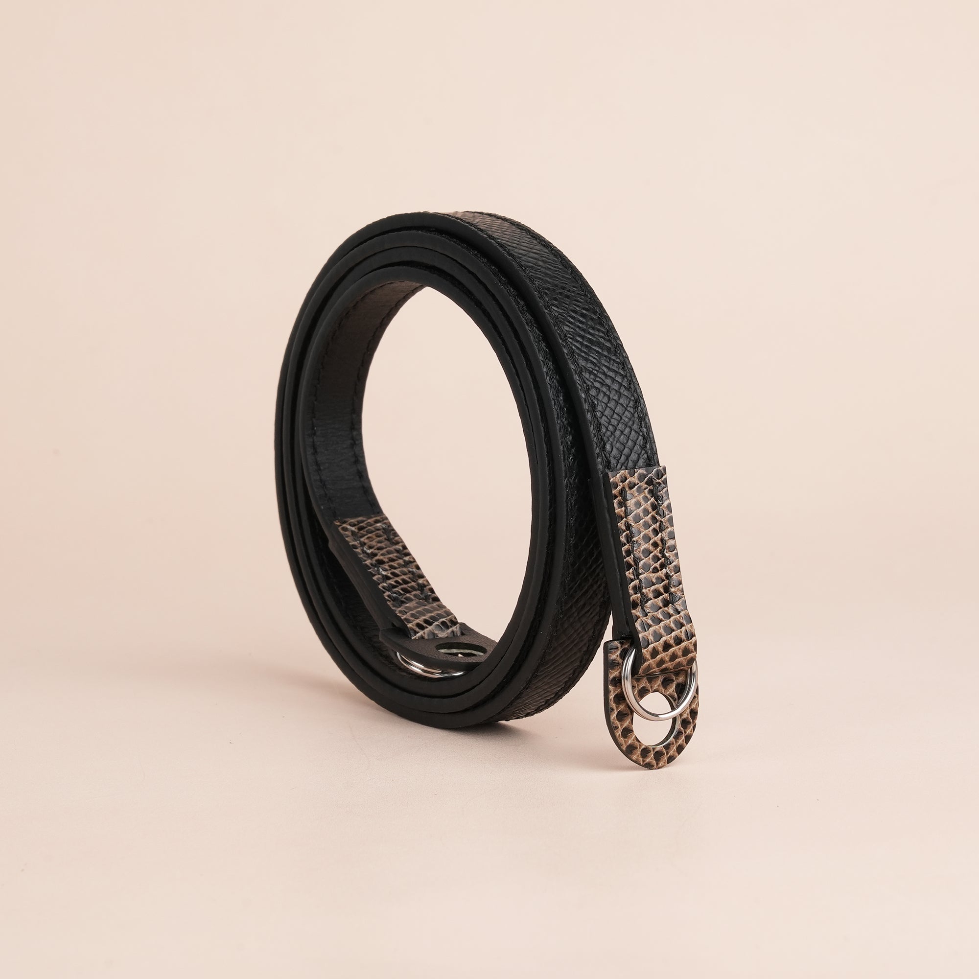 Black Lizard Leather Camera Strap