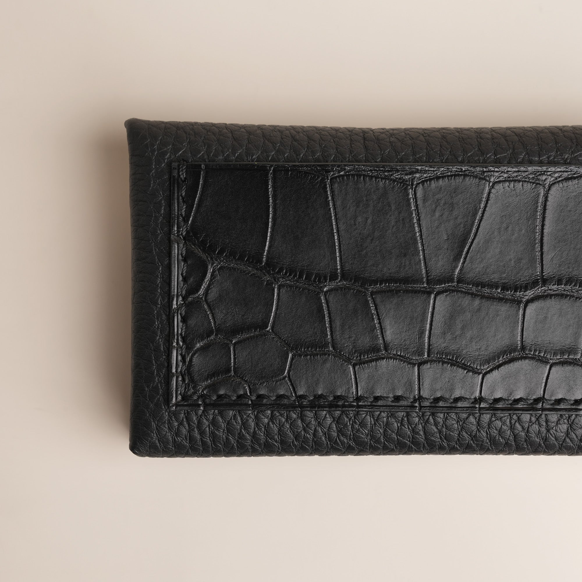 Black Togo Leather Envelope Wallet