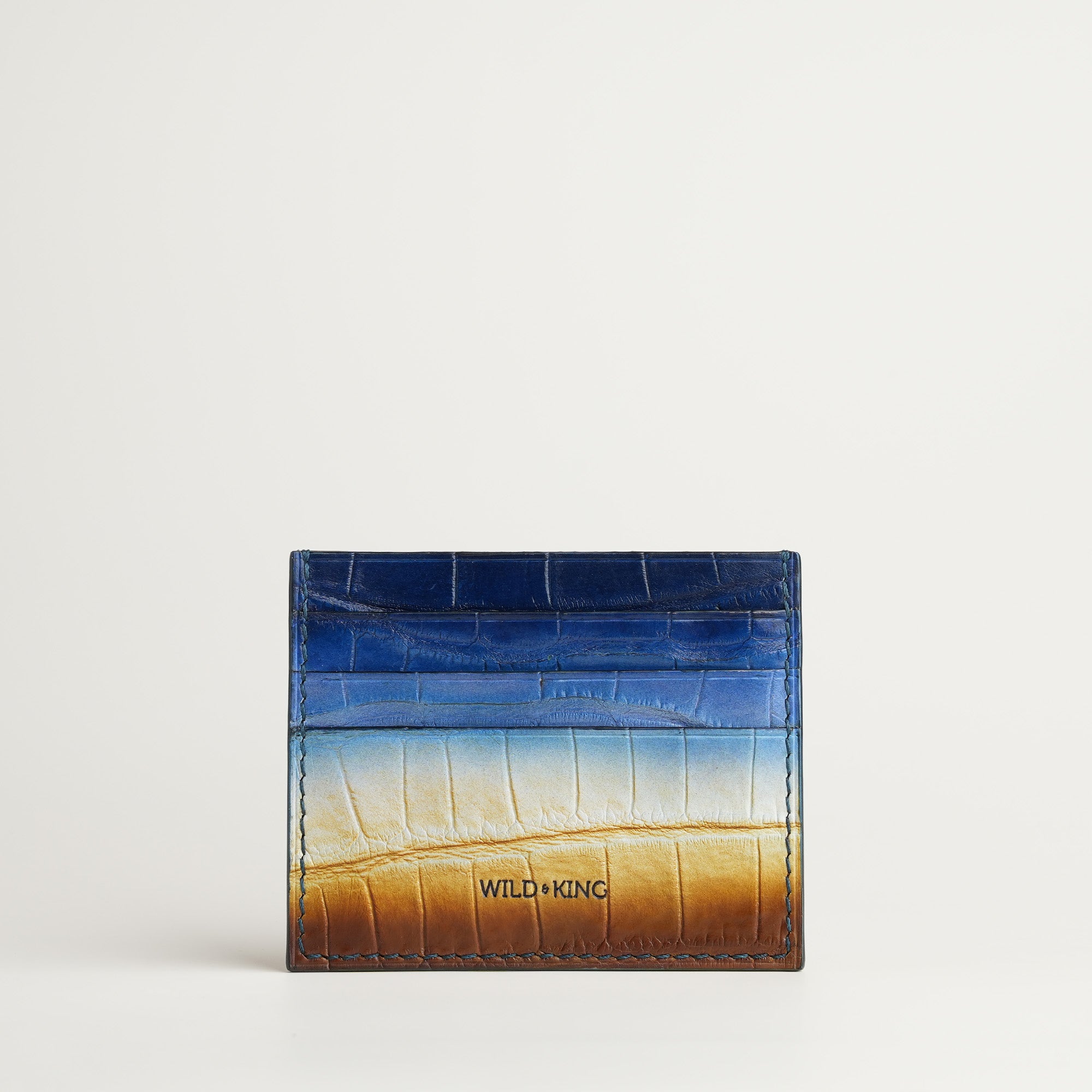 Blue Alligator Leather Card Holder - Dusk Patina