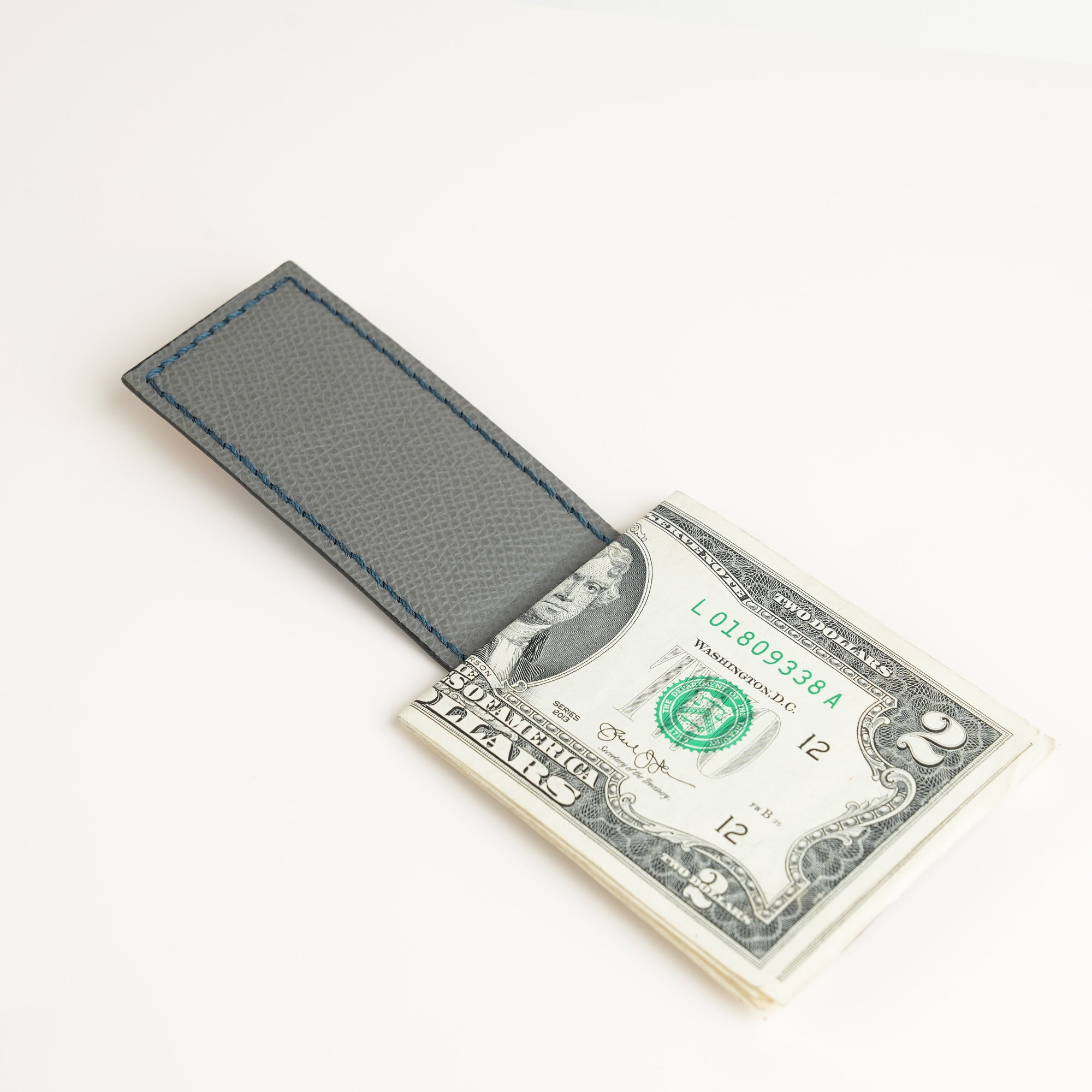 Blue Leather Money Clip - Dusk Patina - Square Shape