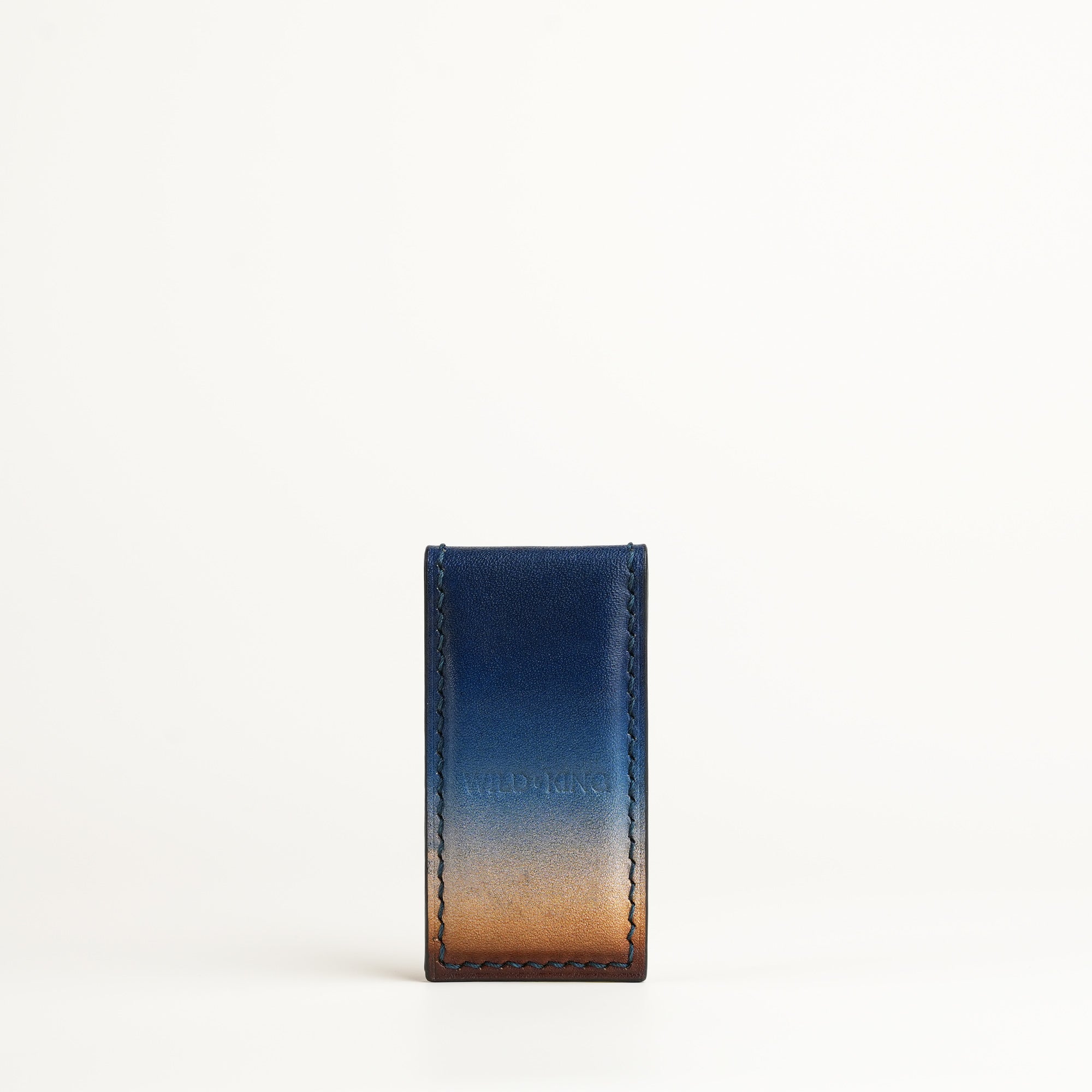 Blue Leather Money Clip - Dusk Patina - Square Shape