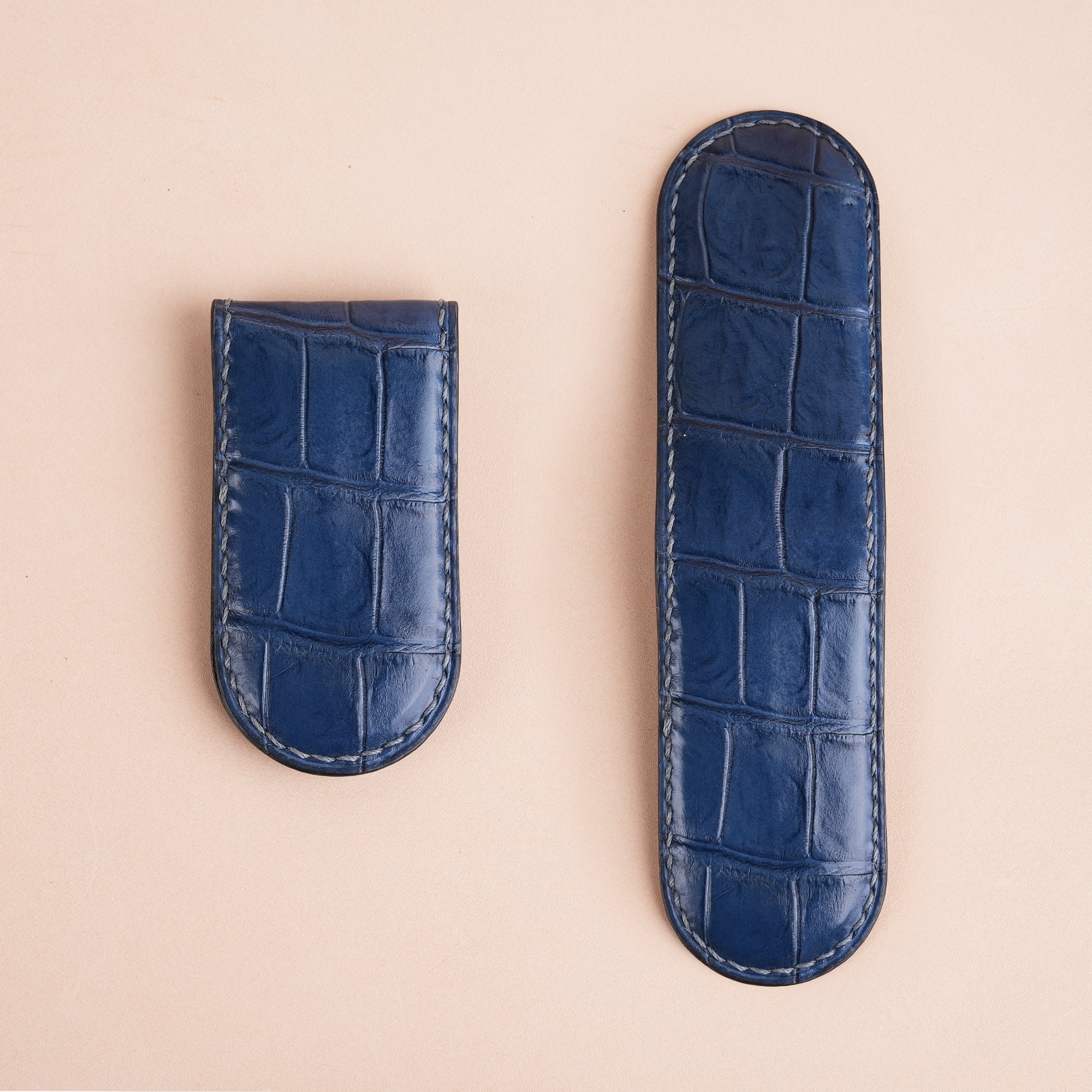 Light Blue Alligator Leather Money Clip