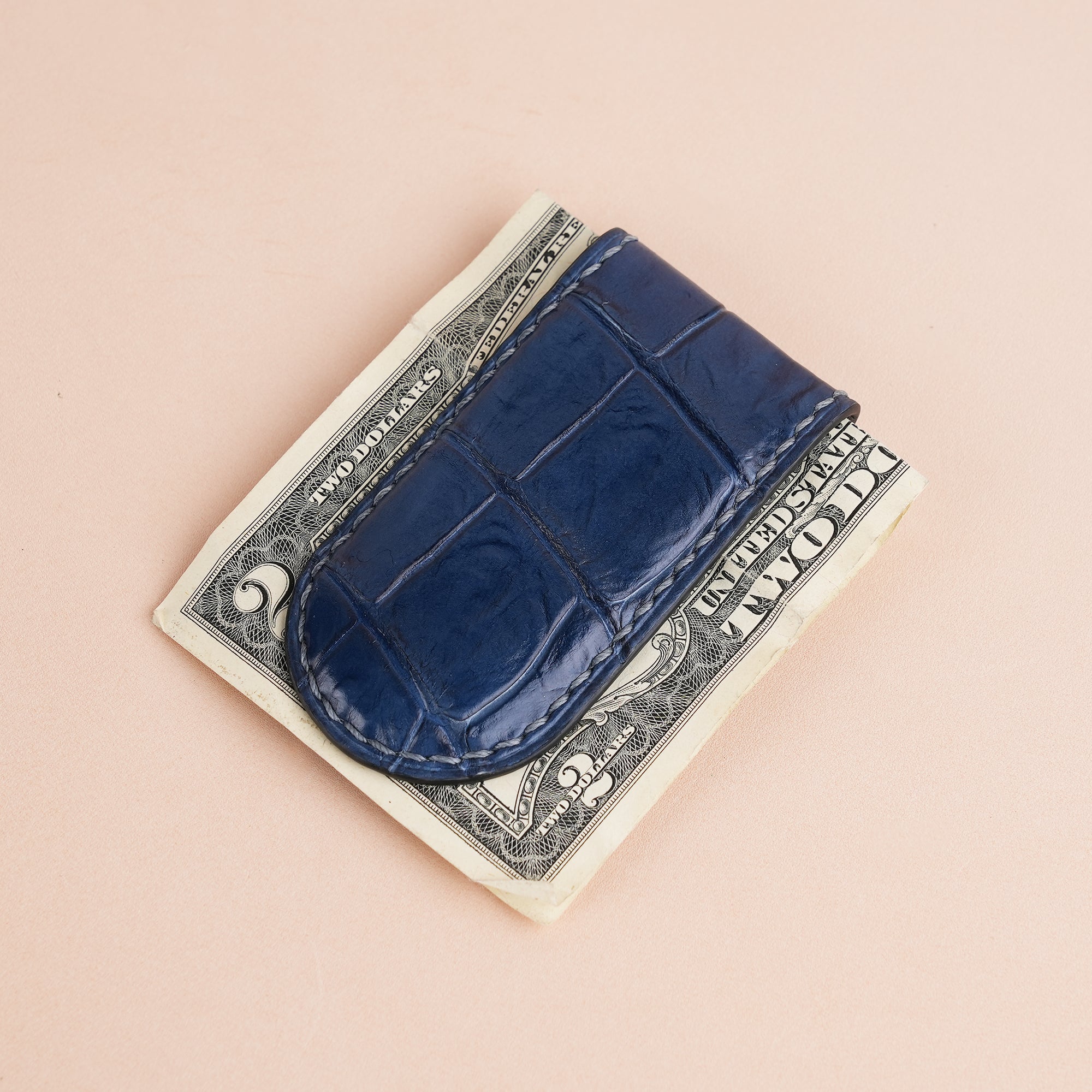Light Blue Alligator Leather Money Clip