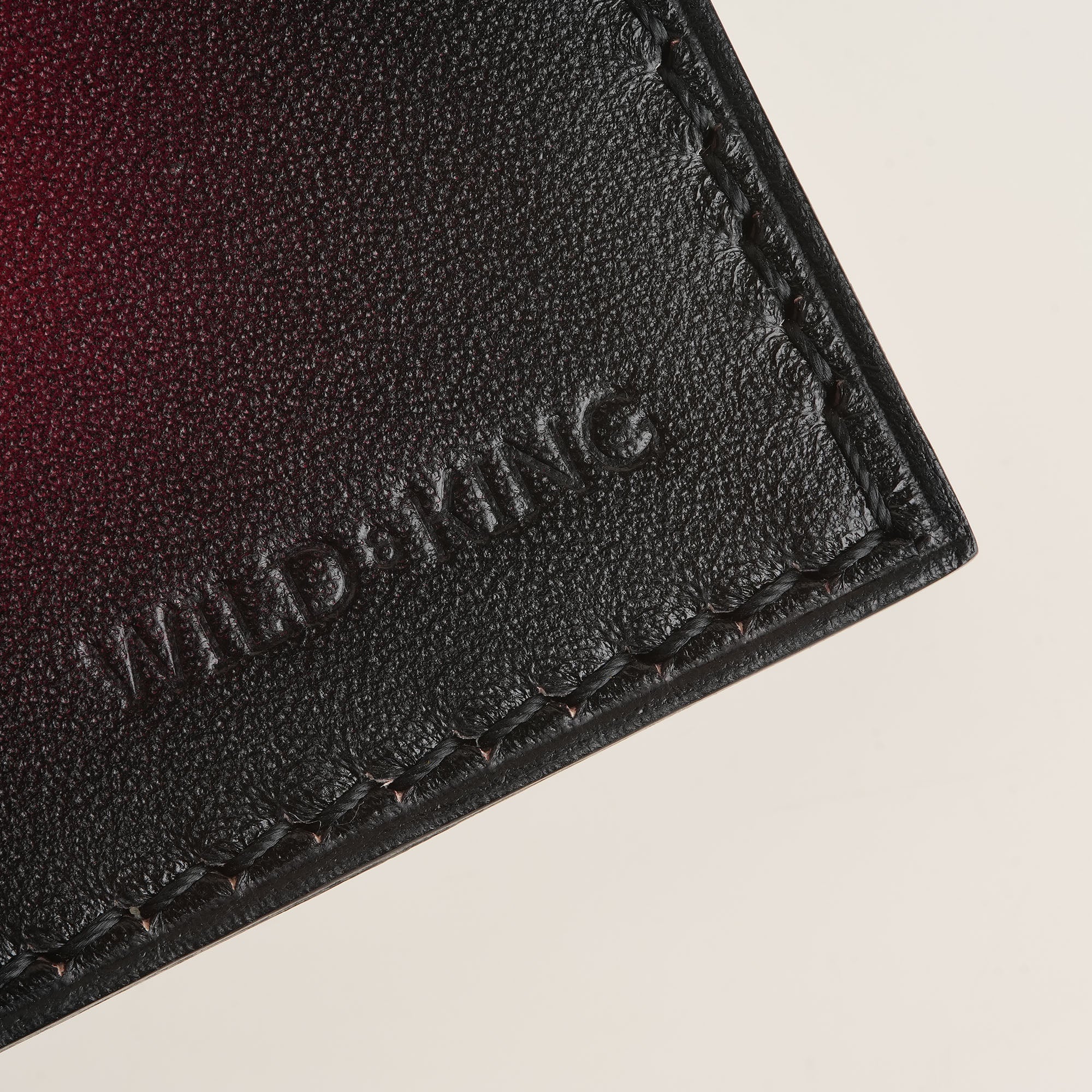 Bordeaux Leather Wing Bifold Wallet - Fox Design - Patina Finish
