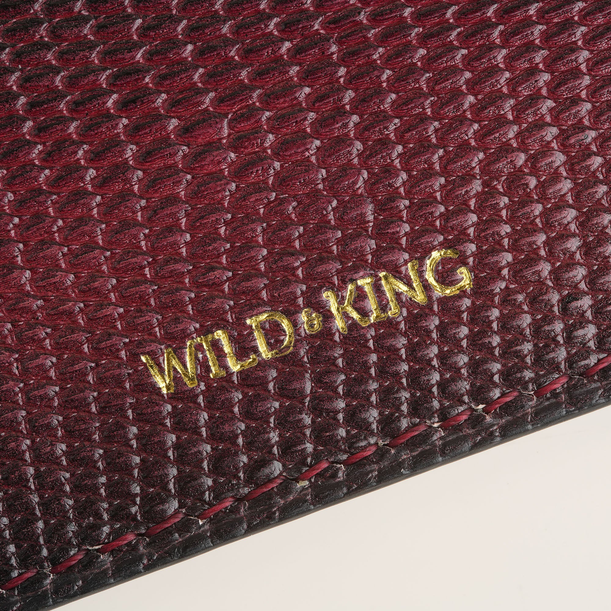 Bordeaux Lizard Leather Card Holder - Patina Finish
