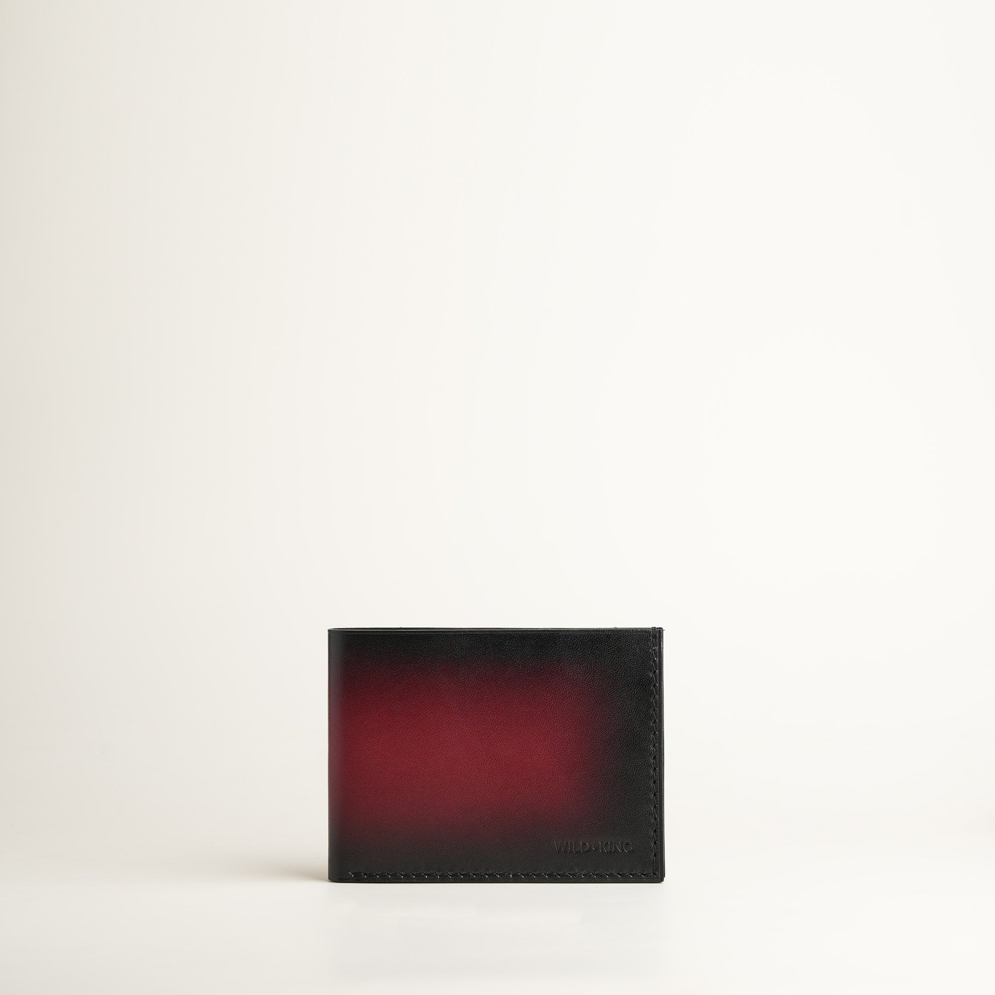 Bordeaux Leather Wing Bifold Wallet - Fox Design - Patina Finish