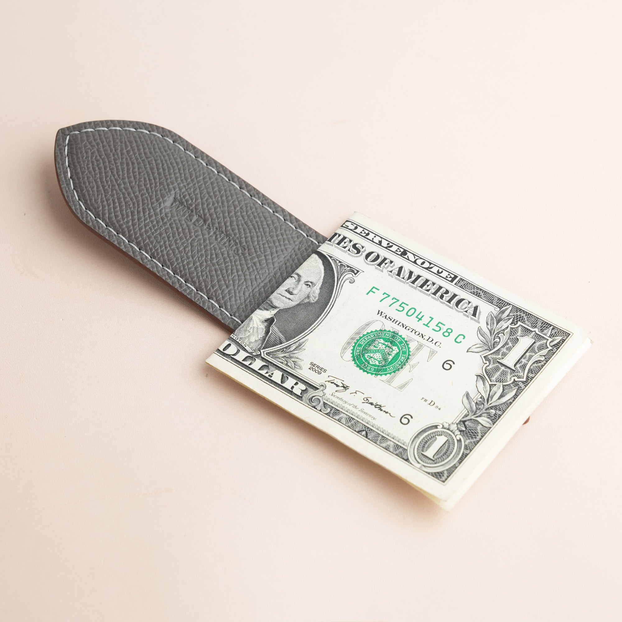 Brown Alran Chevre Sully Leather Money Clip - Pointed Shape