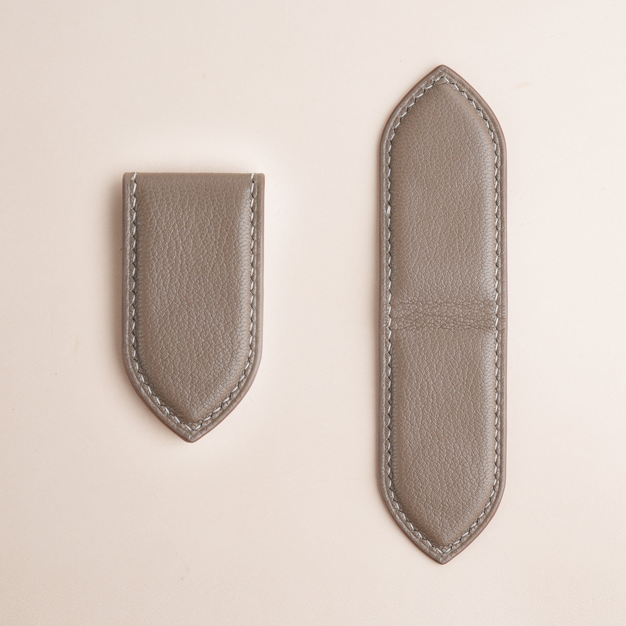 Brown Alran Chevre Sully Leather Money Clip - Pointed Shape