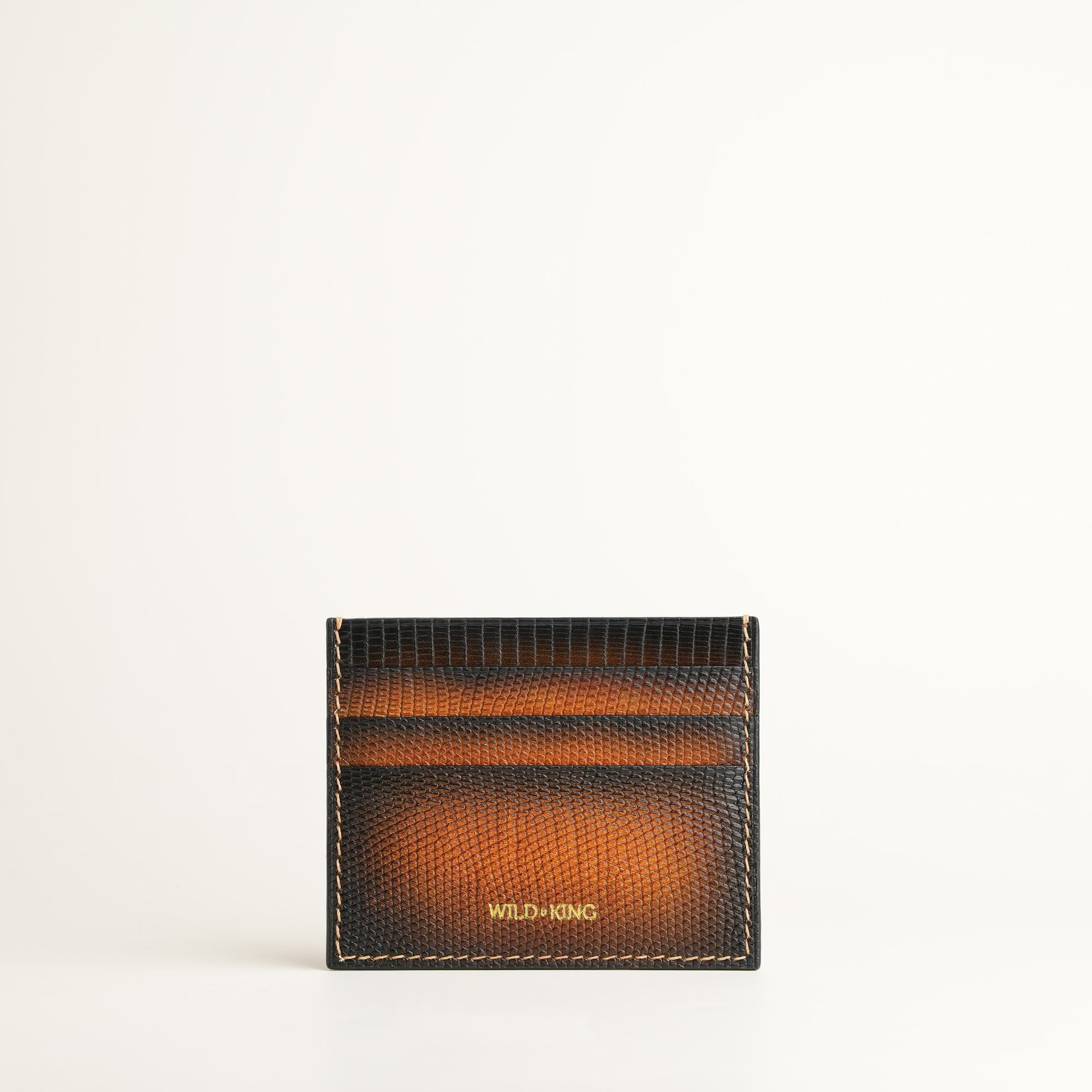 Brown Lizard Leather Card Holder - Patina Finish