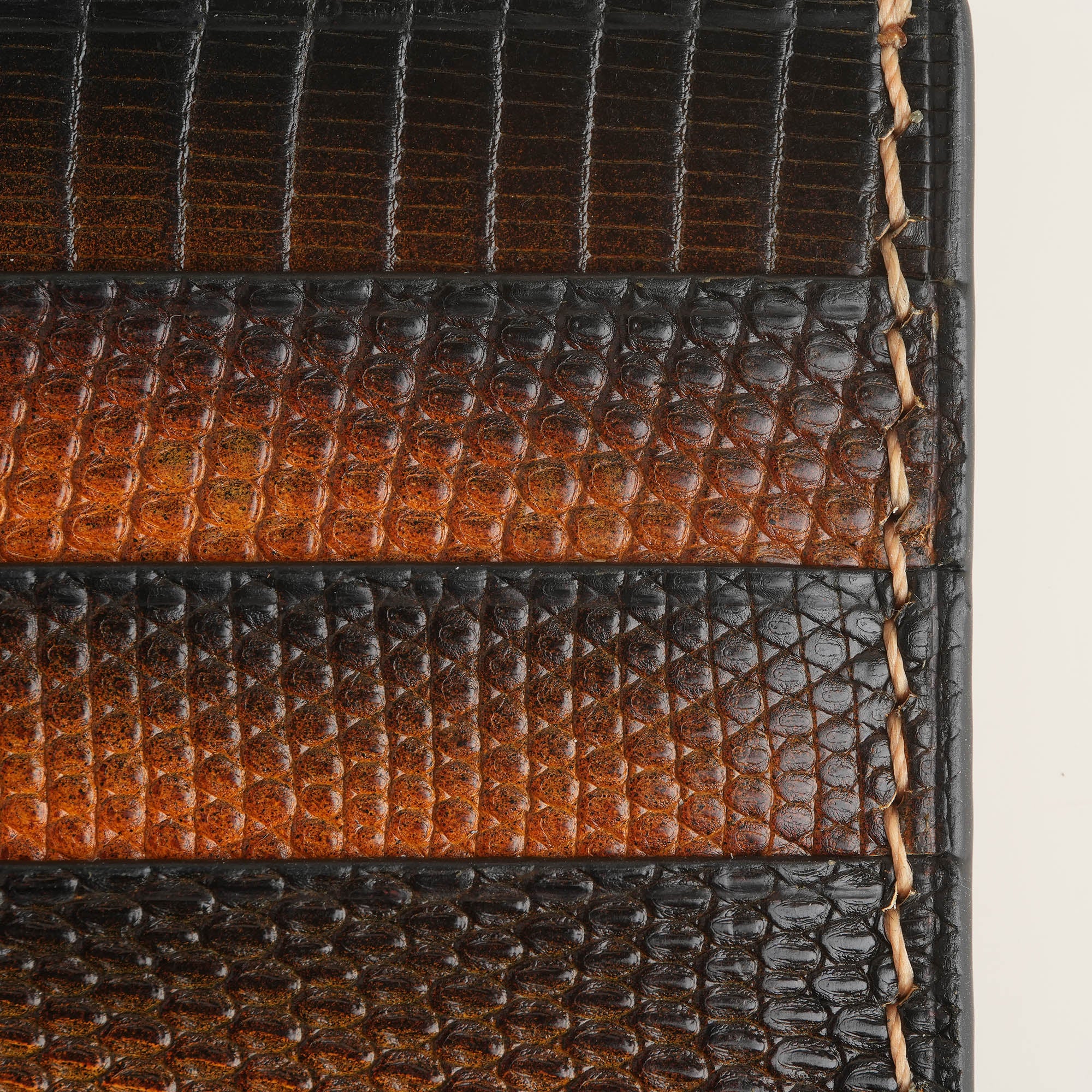 Brown Lizard Leather Card Holder - Patina Finish