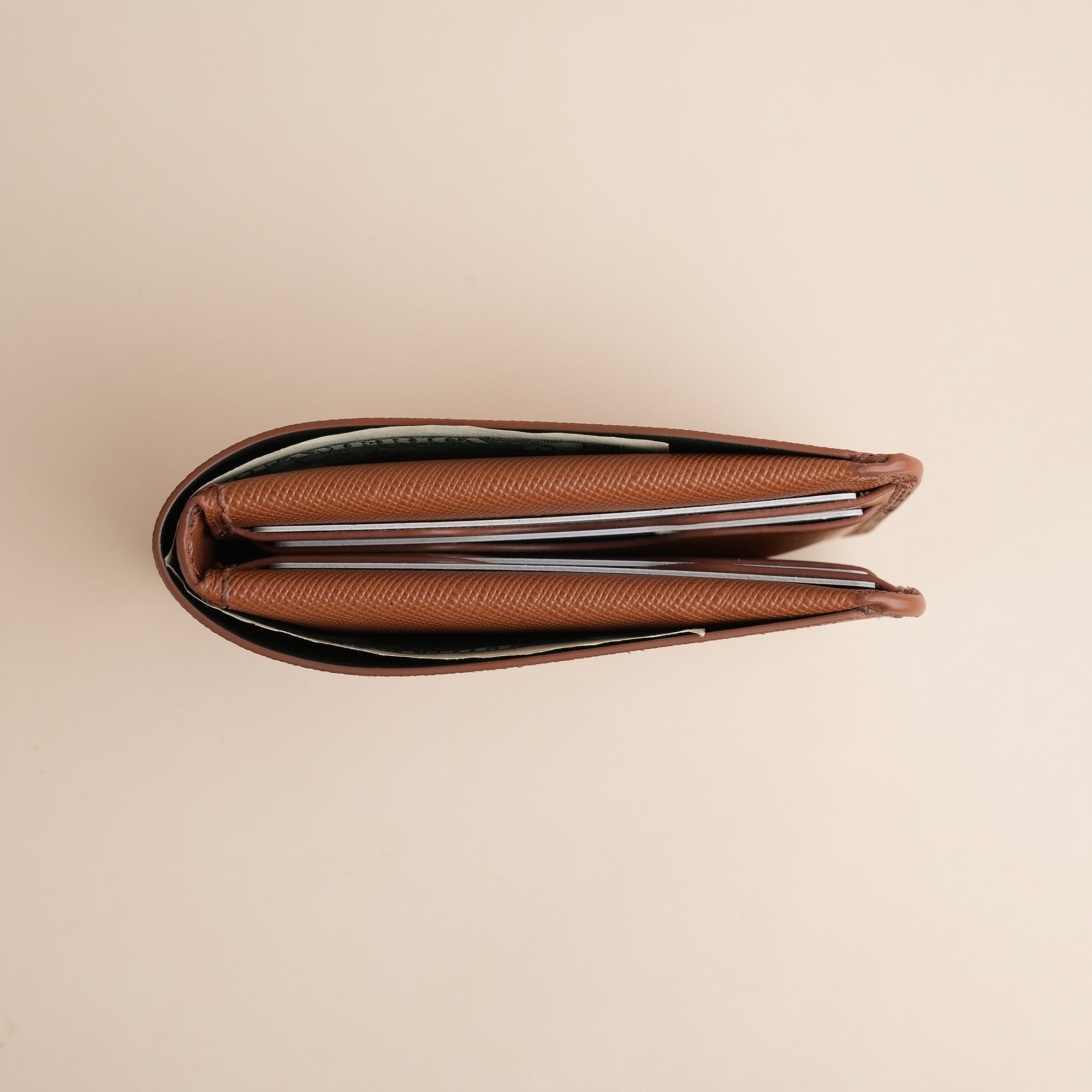 Brown Saffiano Leather Wing Bifold Wallet