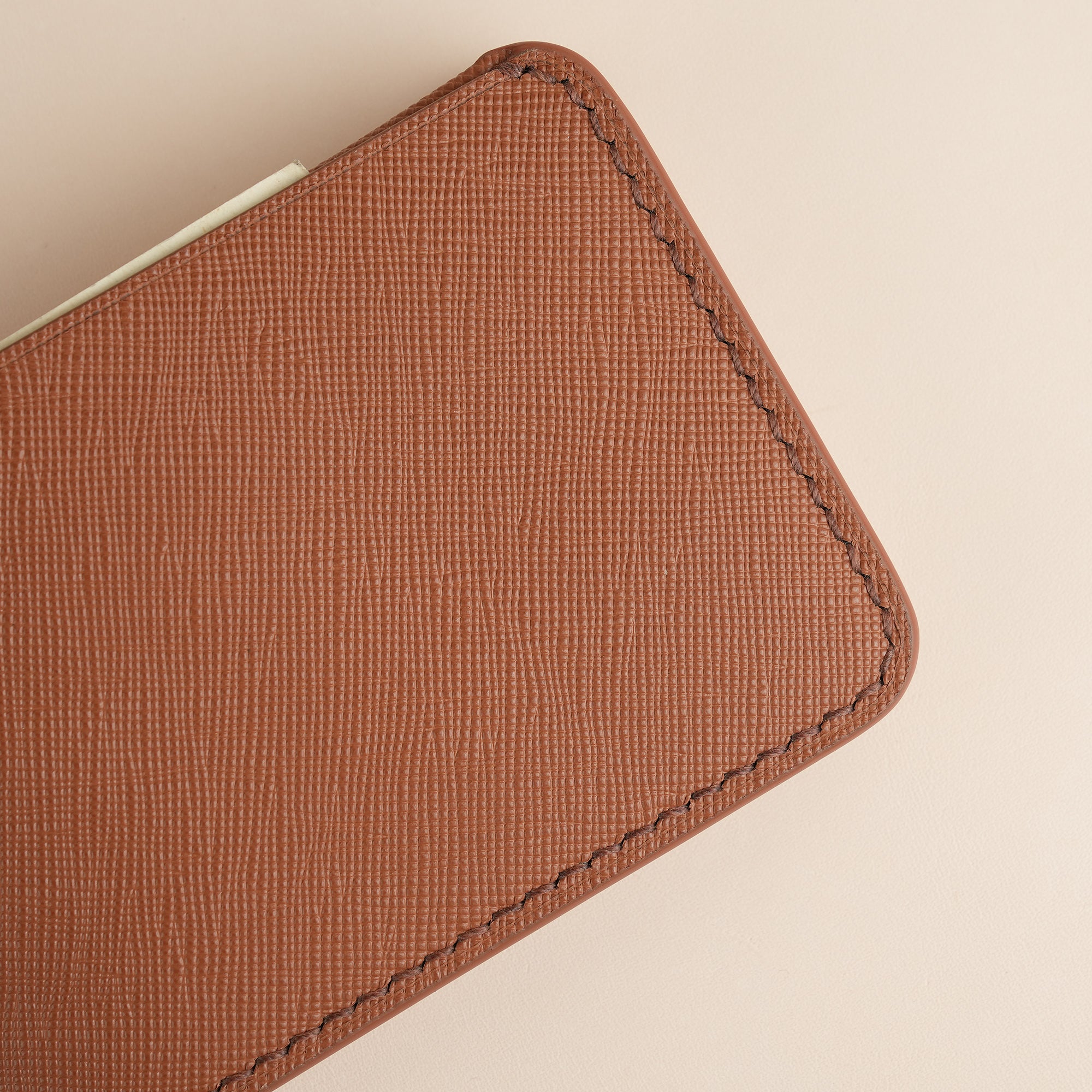 Brown Saffiano Leather Wing Bifold Wallet