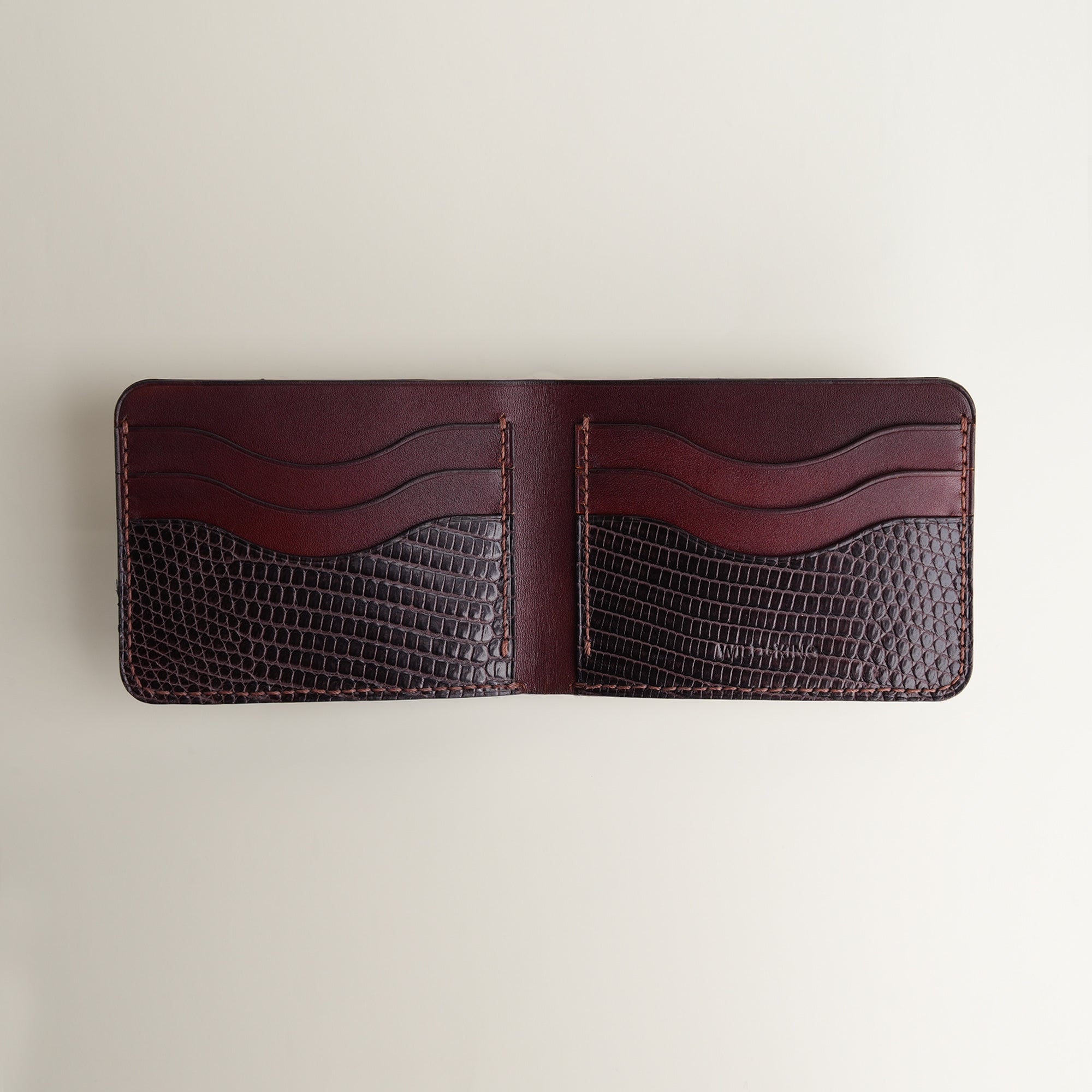 Brown Lizard Leather Wing Bifold Wallet