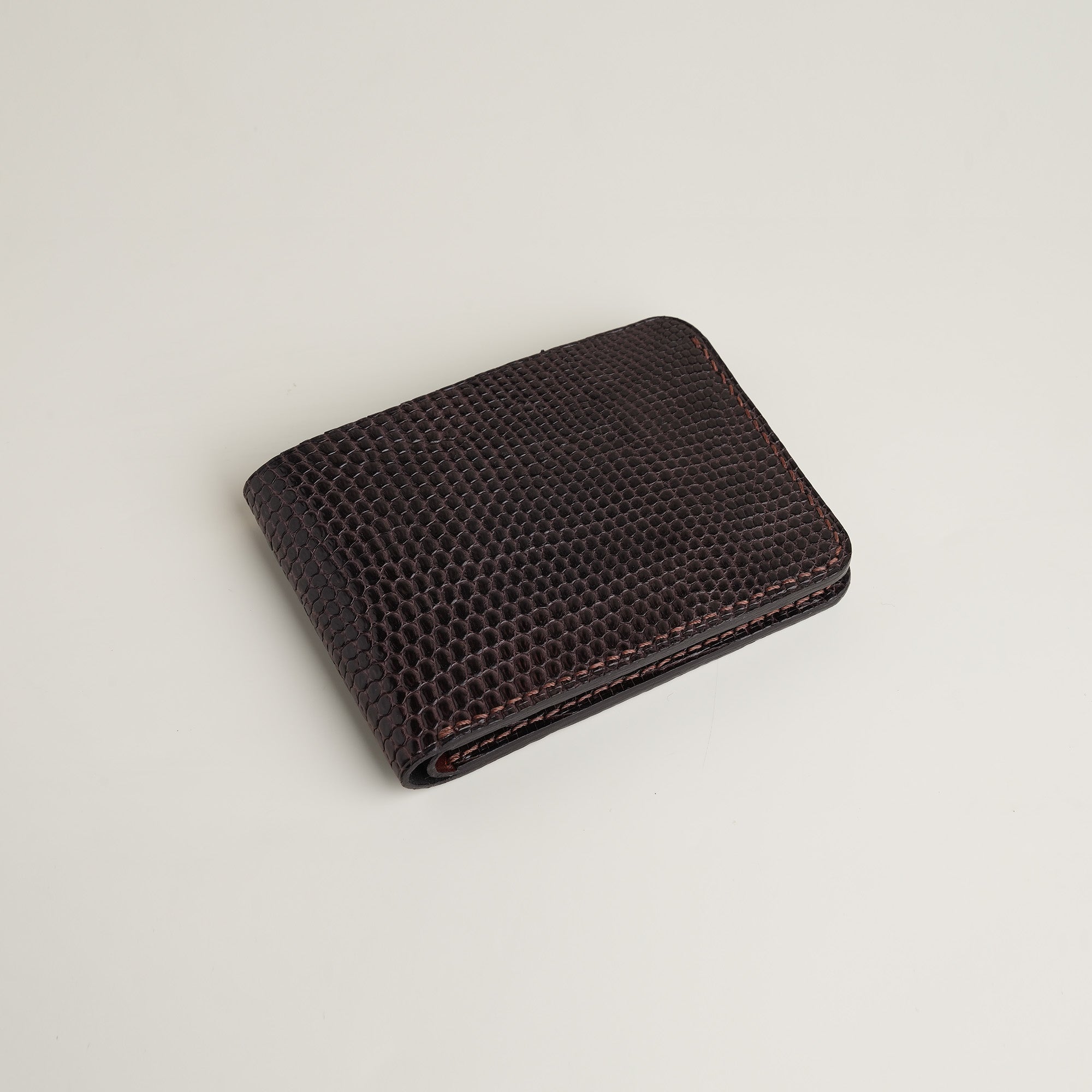 Brown Lizard Leather Wing Bifold Wallet