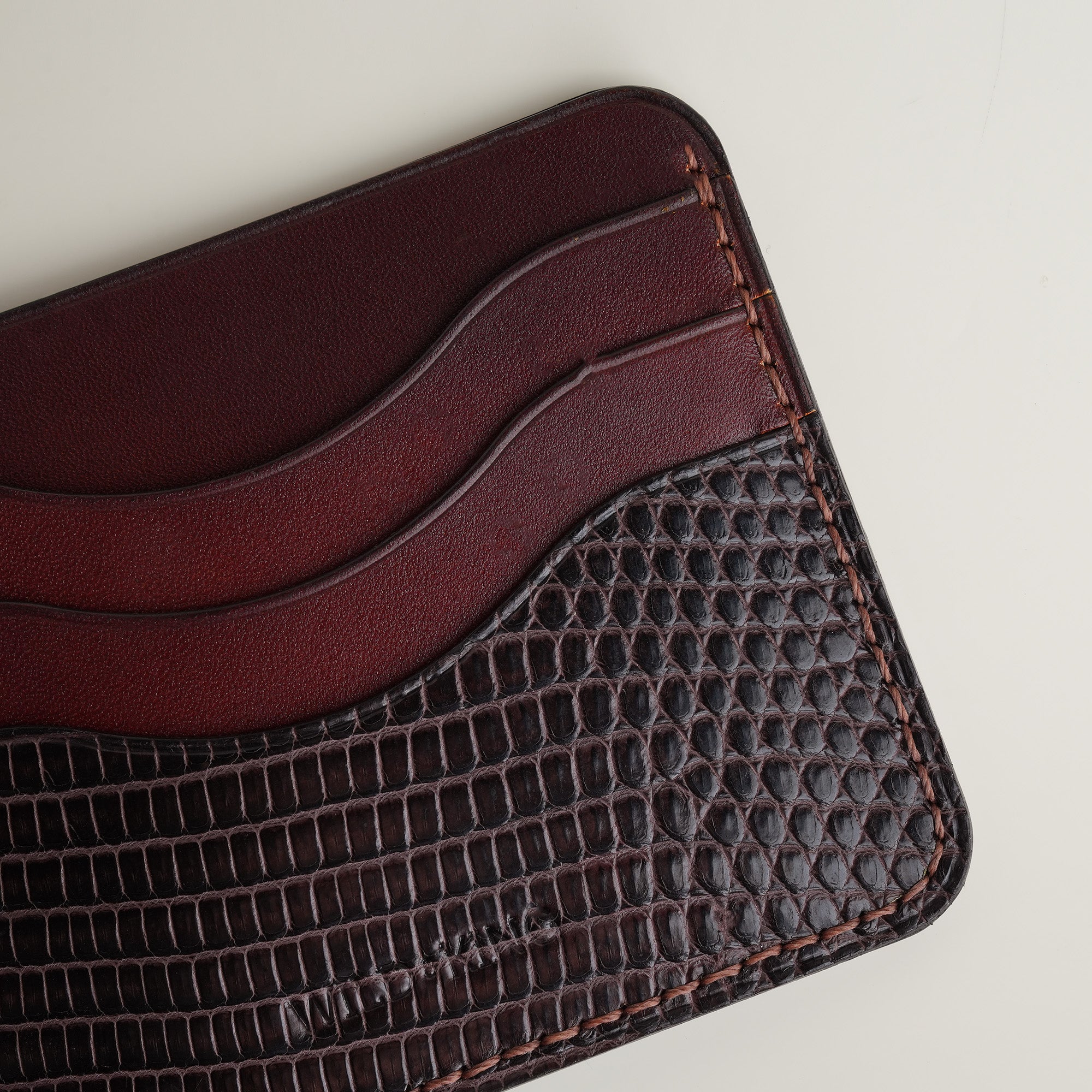 Brown Lizard Leather Wing Bifold Wallet