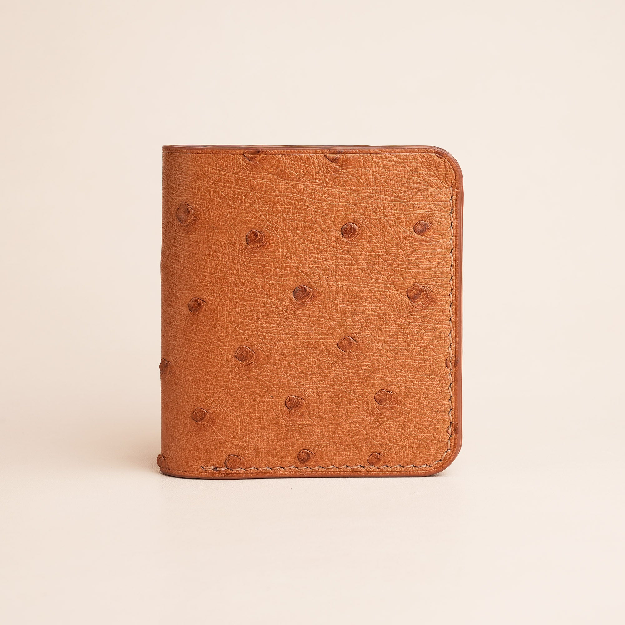 Brown Ostrich Leather Bifold Wallet