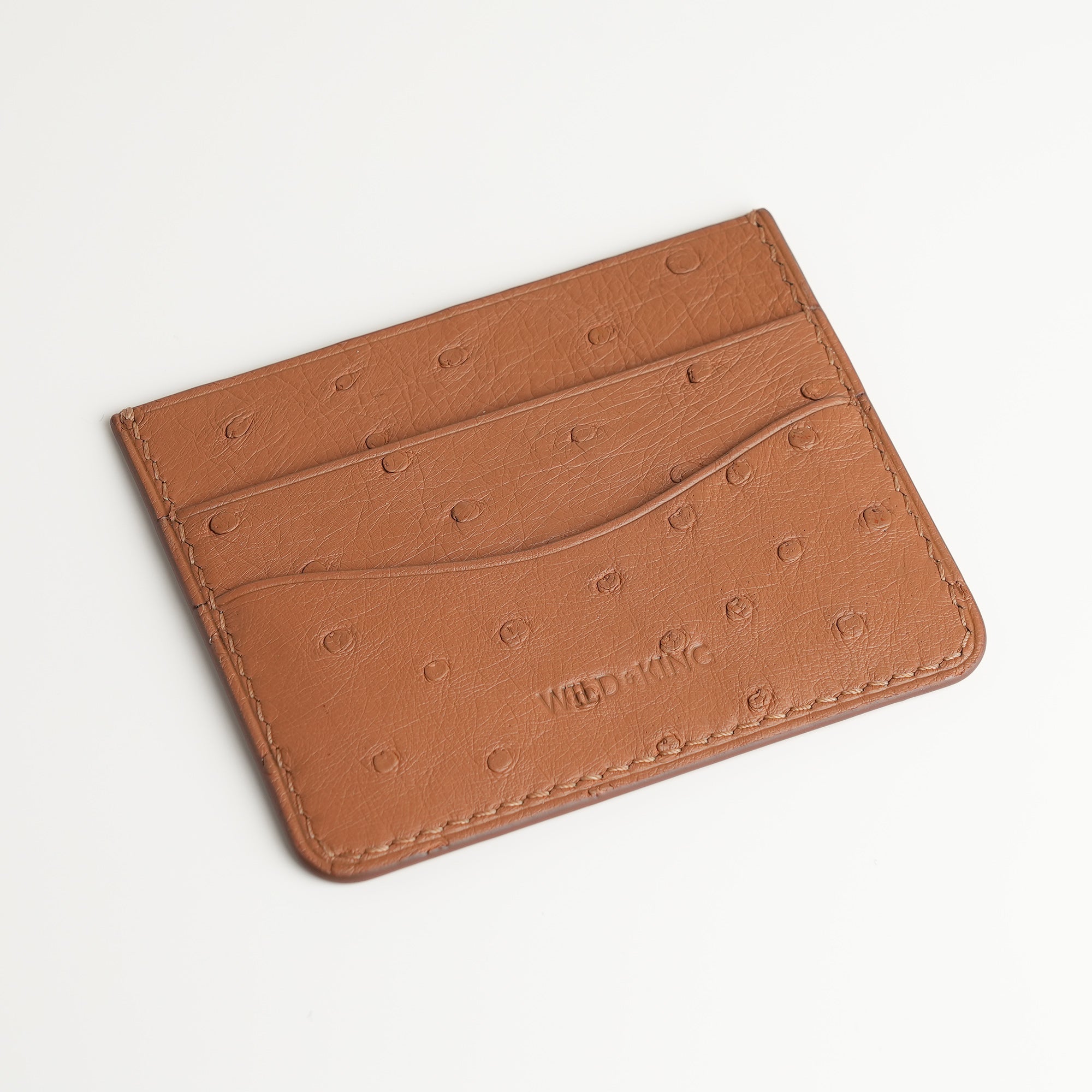 Golden Ostrich Leather Card Holder