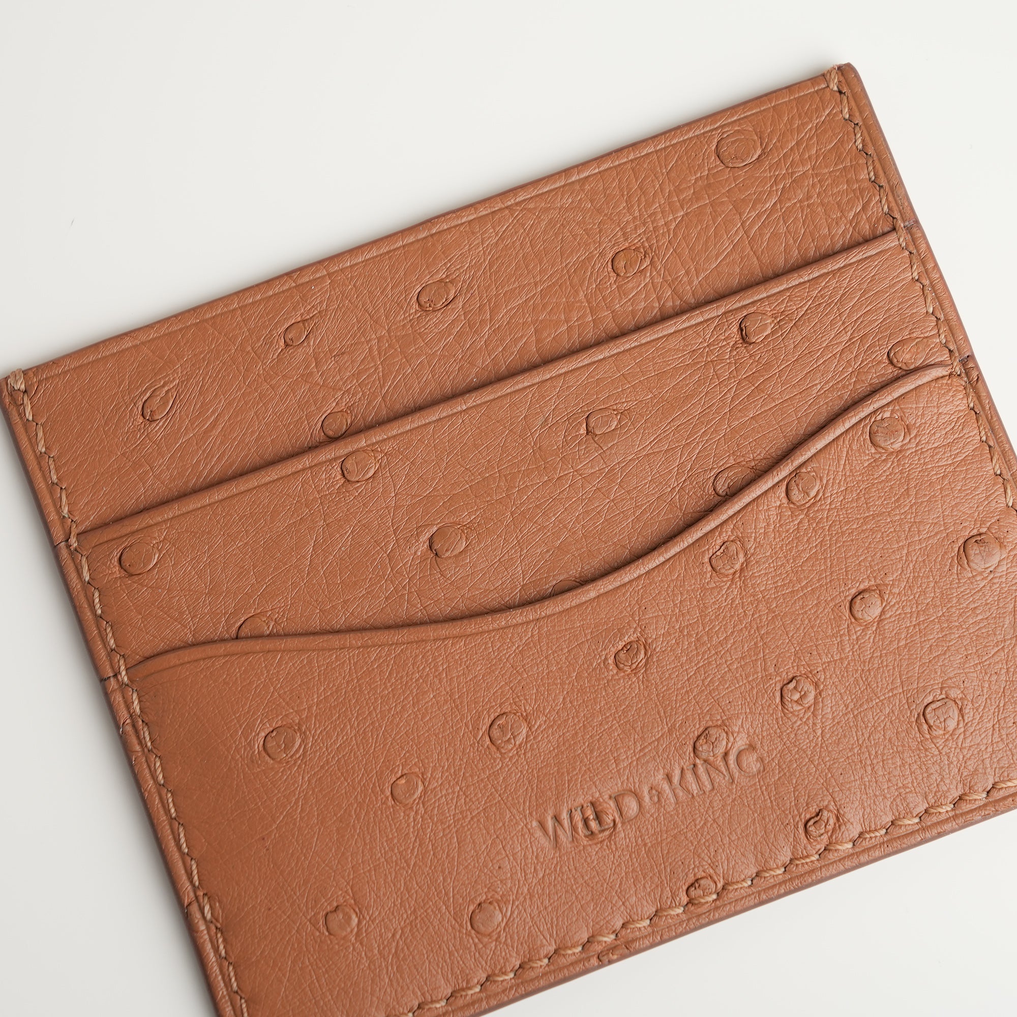 Golden Ostrich Leather Card Holder