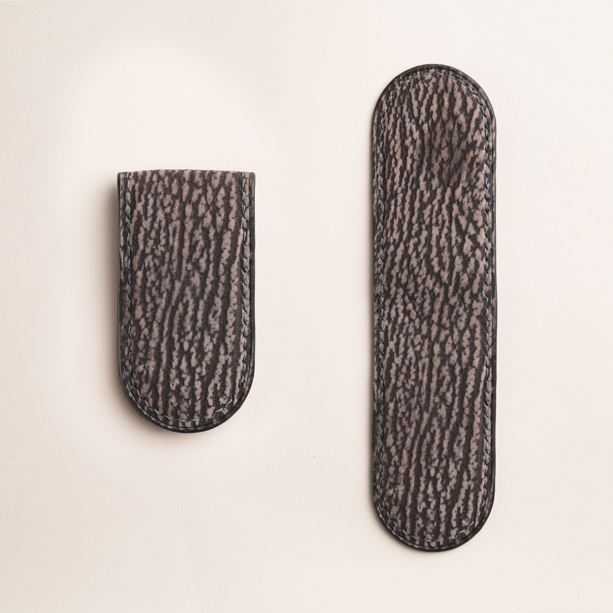 Brown Shark Leather Money Clip - Rounded Shape