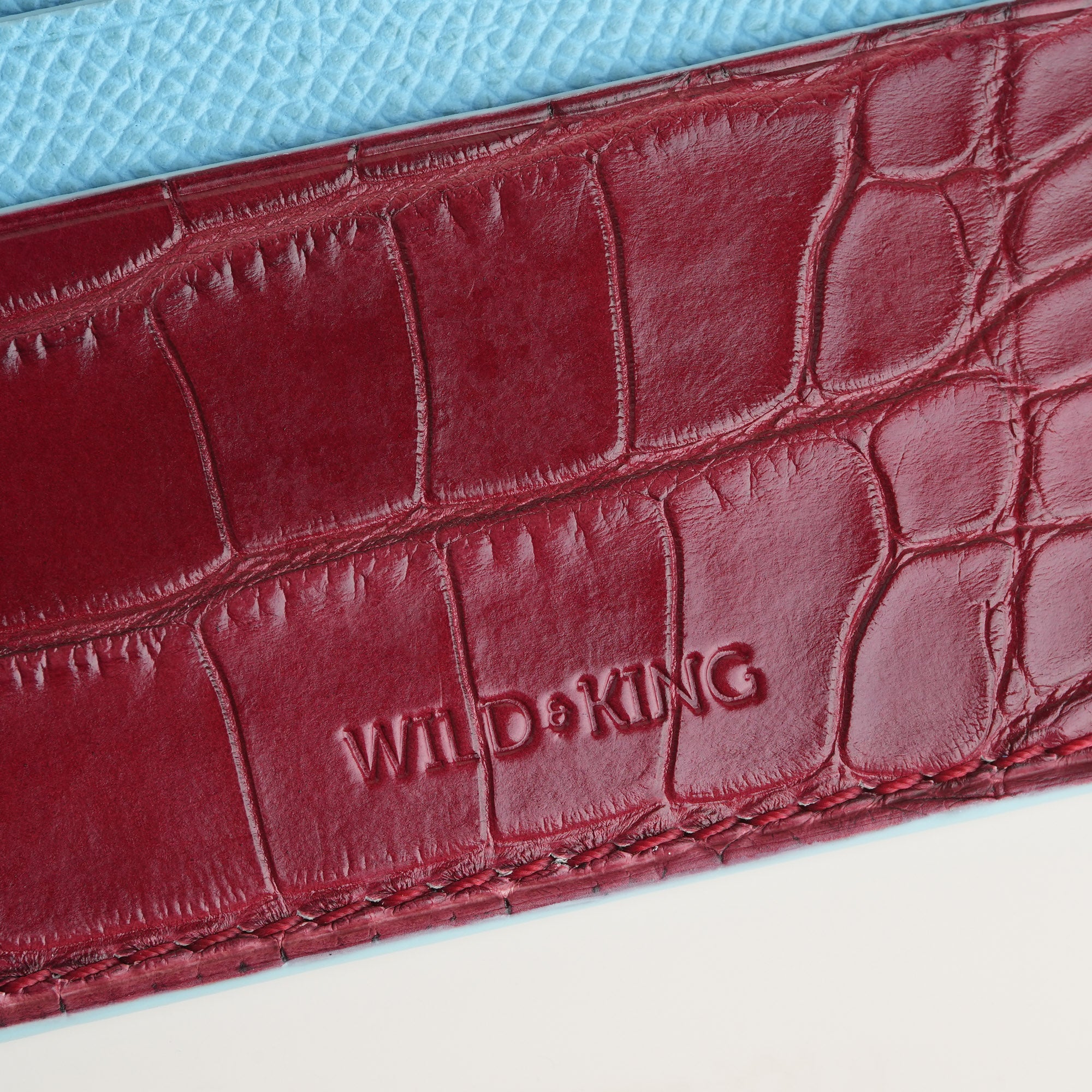 Burgundy Alligator mix Miami Blue Epsom Leather Card Holder