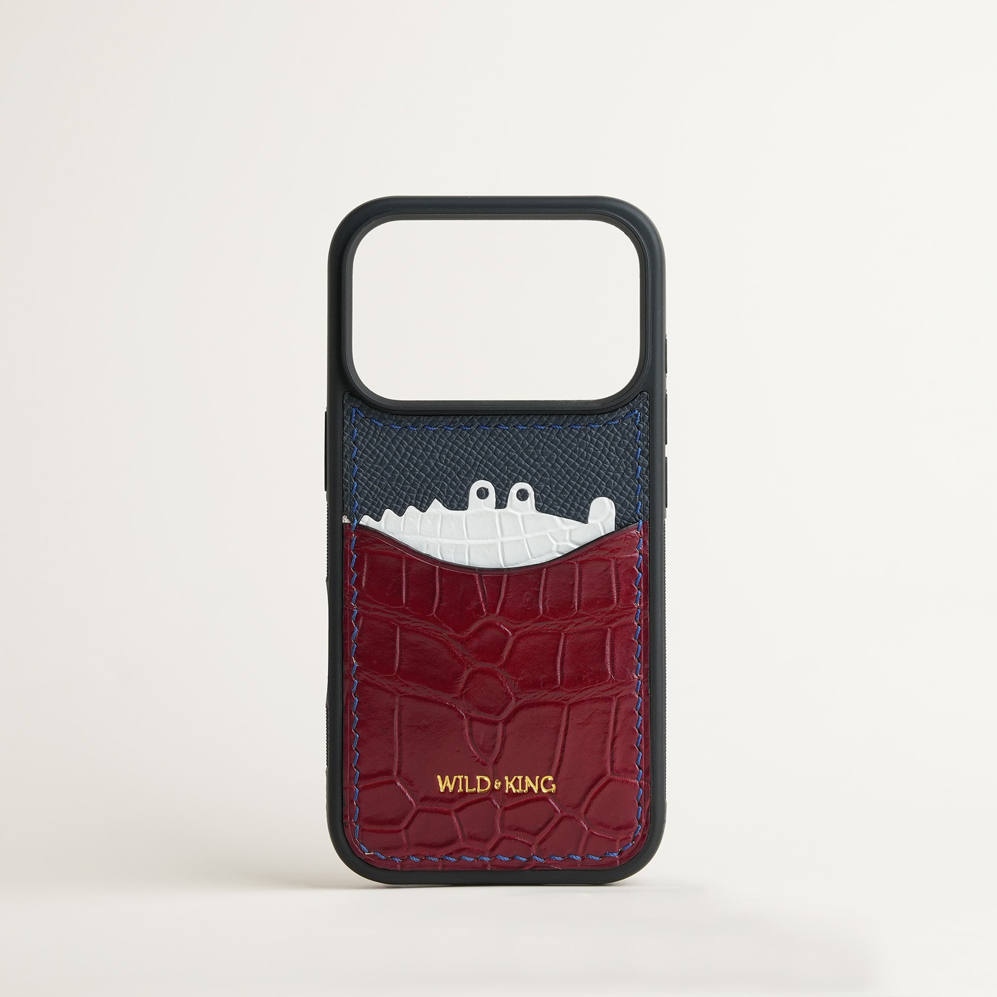 Burgundy Crocodile Leather Iphone Case with Card Holder - Stupid Alligator