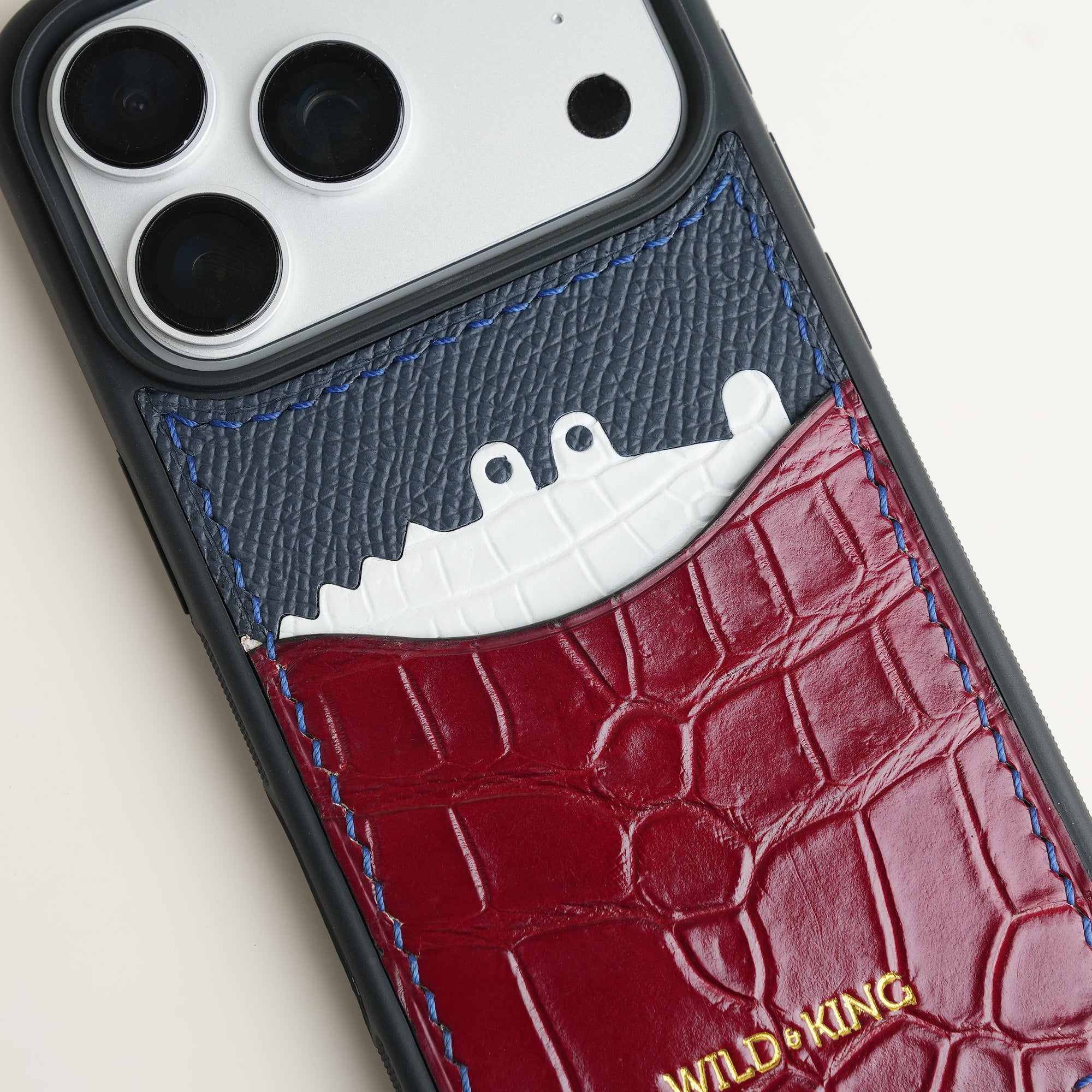 Burgundy Crocodile Leather Iphone Case with Card Holder - Stupid Alligator
