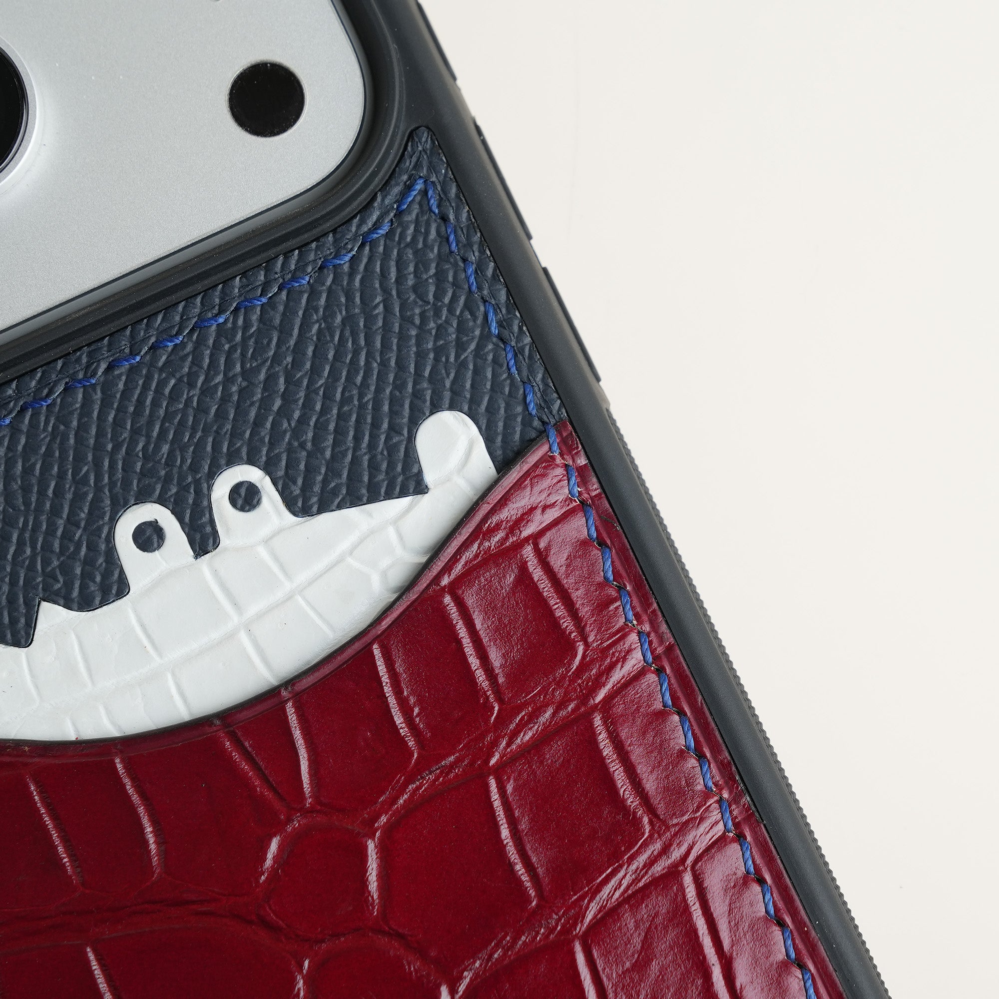 Burgundy Crocodile Leather Iphone Case with Card Holder - Stupid Alligator