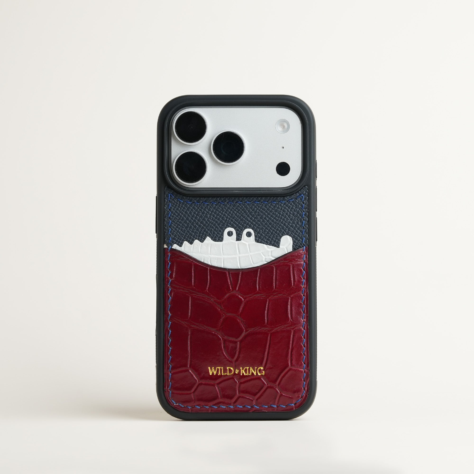 Burgundy Crocodile Leather Iphone Case with Card Holder - Stupid Alligator