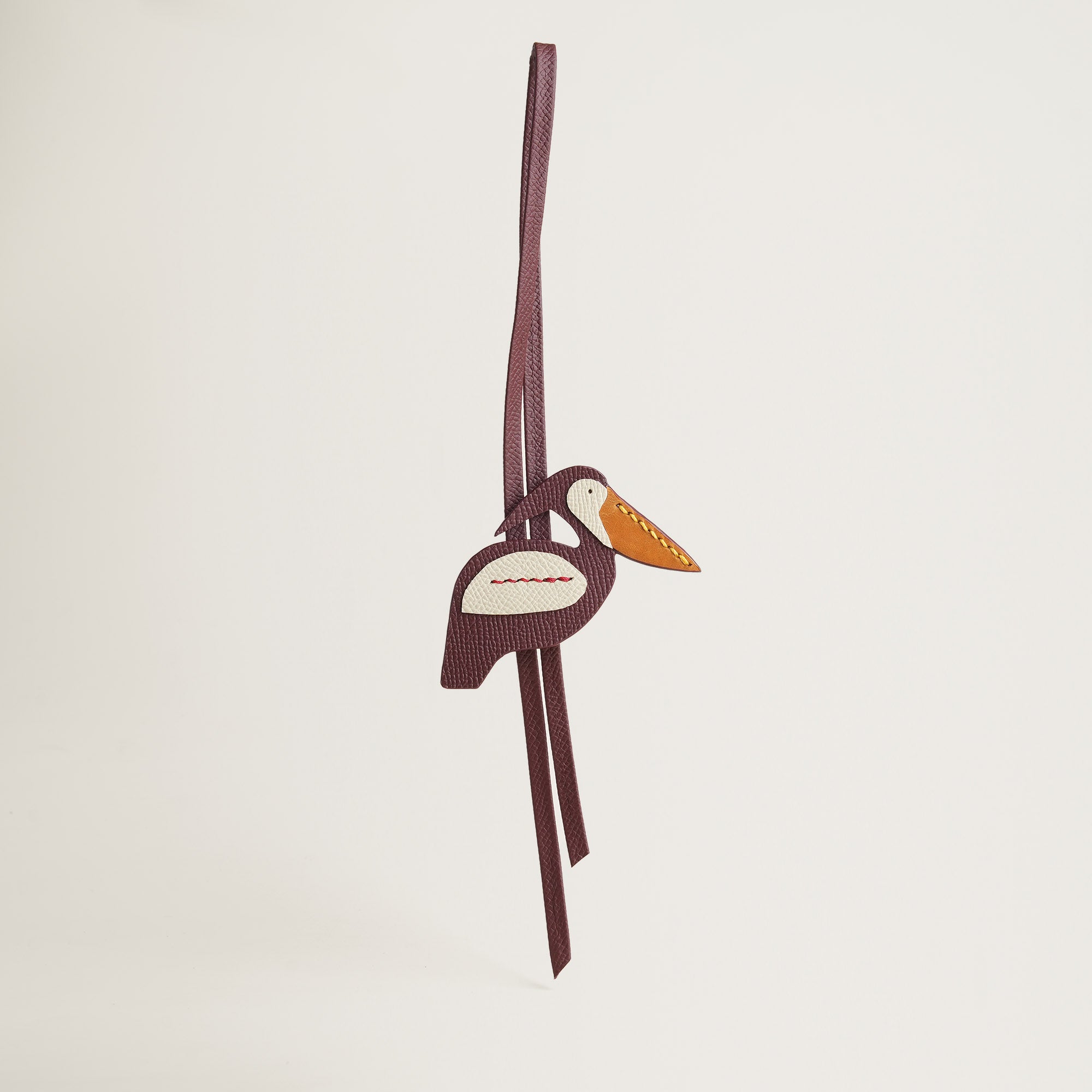 Burgundy Epsom Leather Pelican Bag Charm