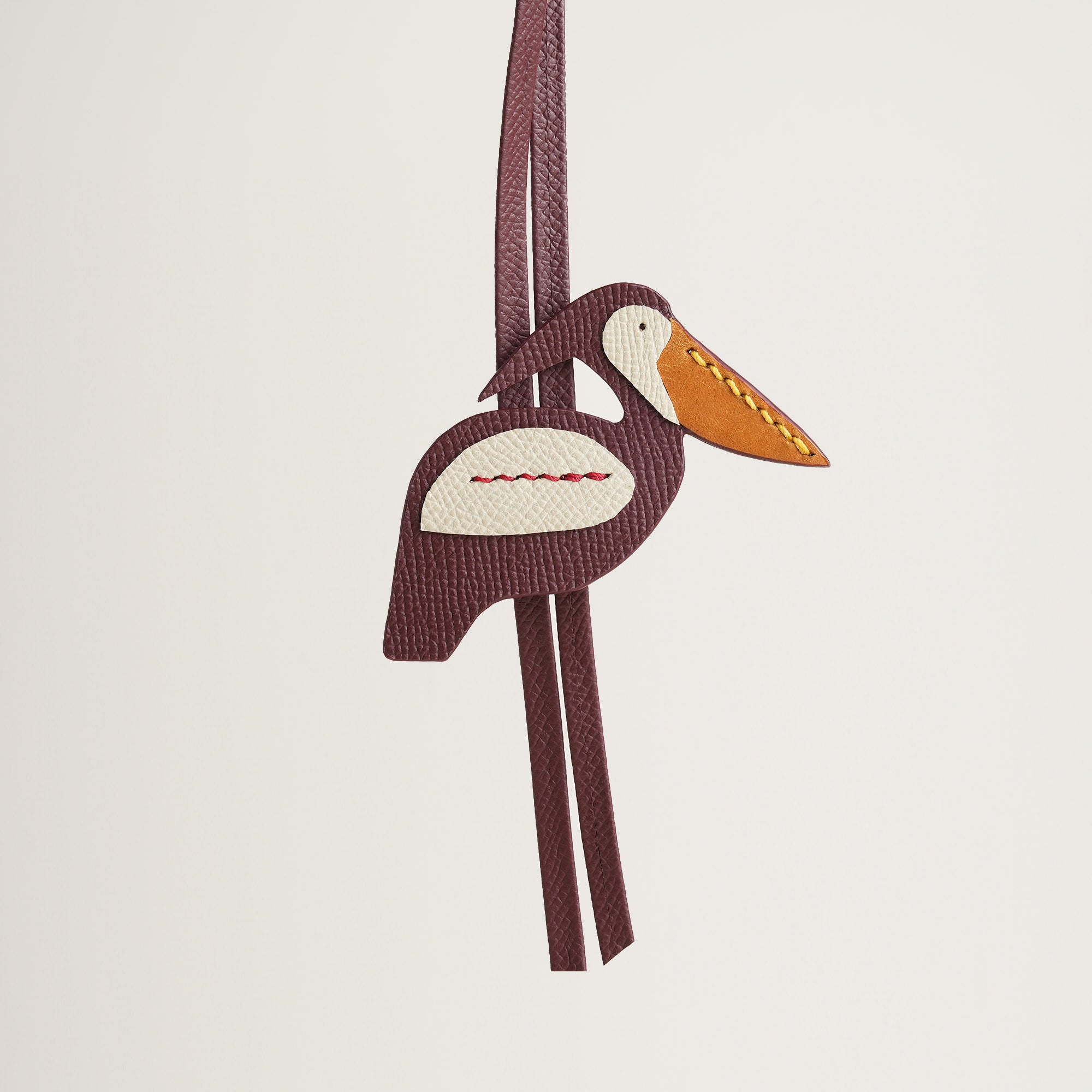 Burgundy Epsom Leather Pelican Bag Charm