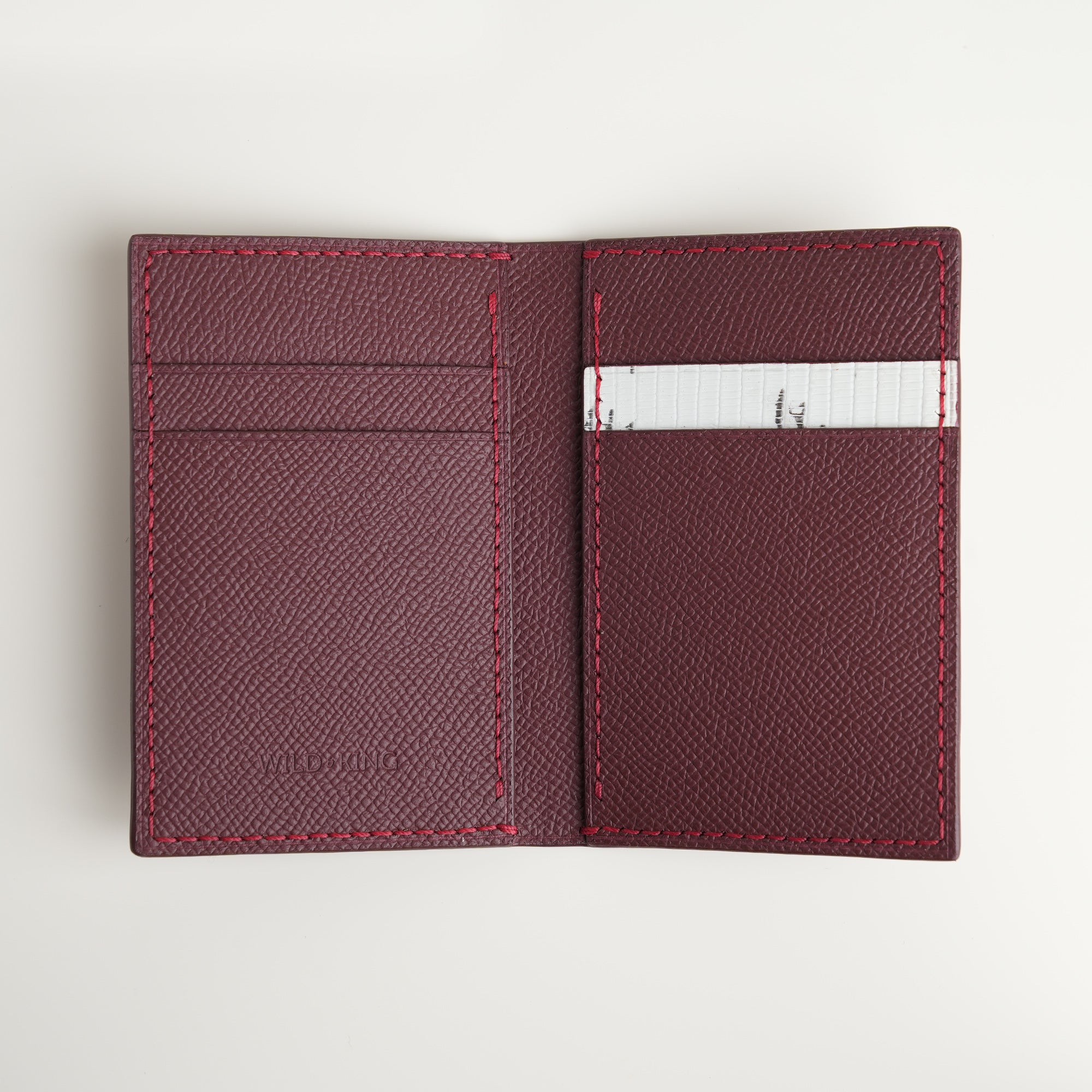 Burgundy Epsom mix Lizard Leather Bifold Wallet - Natural Pattern