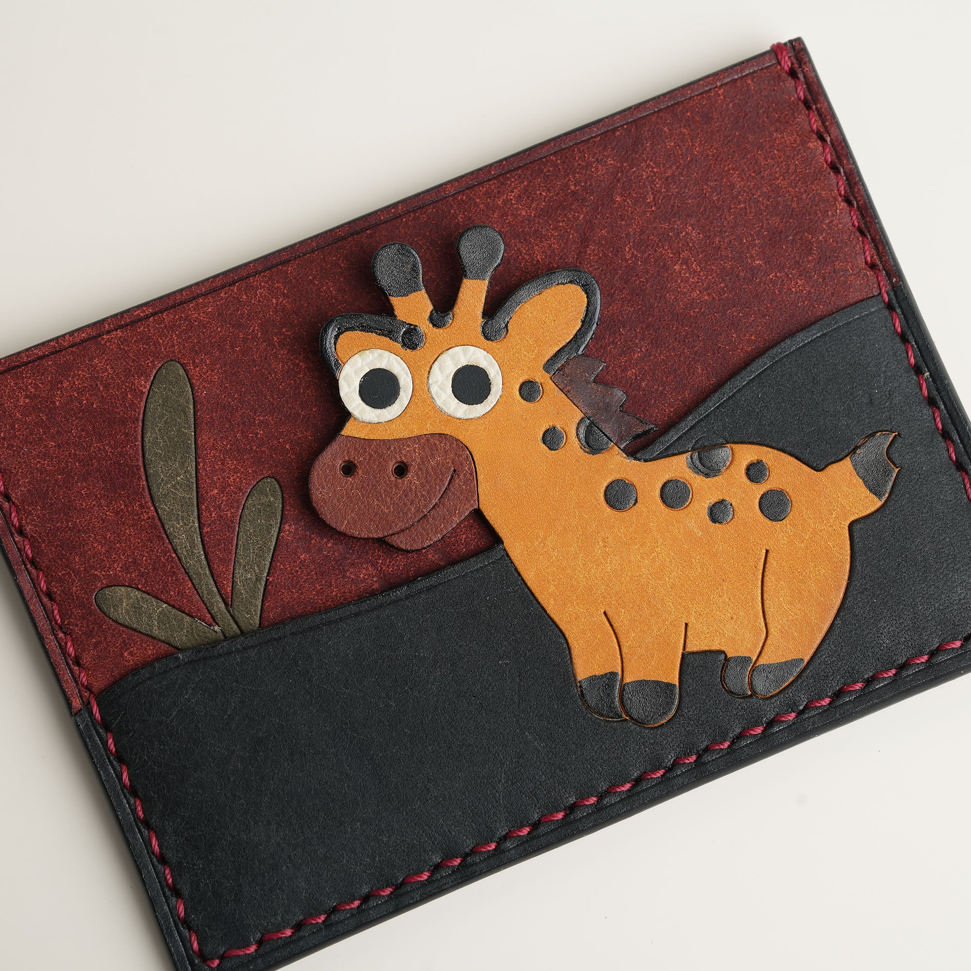 Burgundy Pueblo Leather Card Holder - Stupid Giraffe