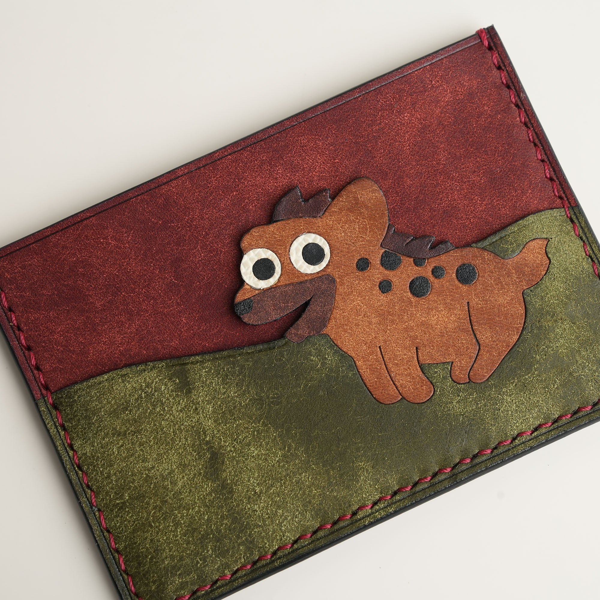 Burgundy Pueblo Leather Card Holder - Stupid Hyena
