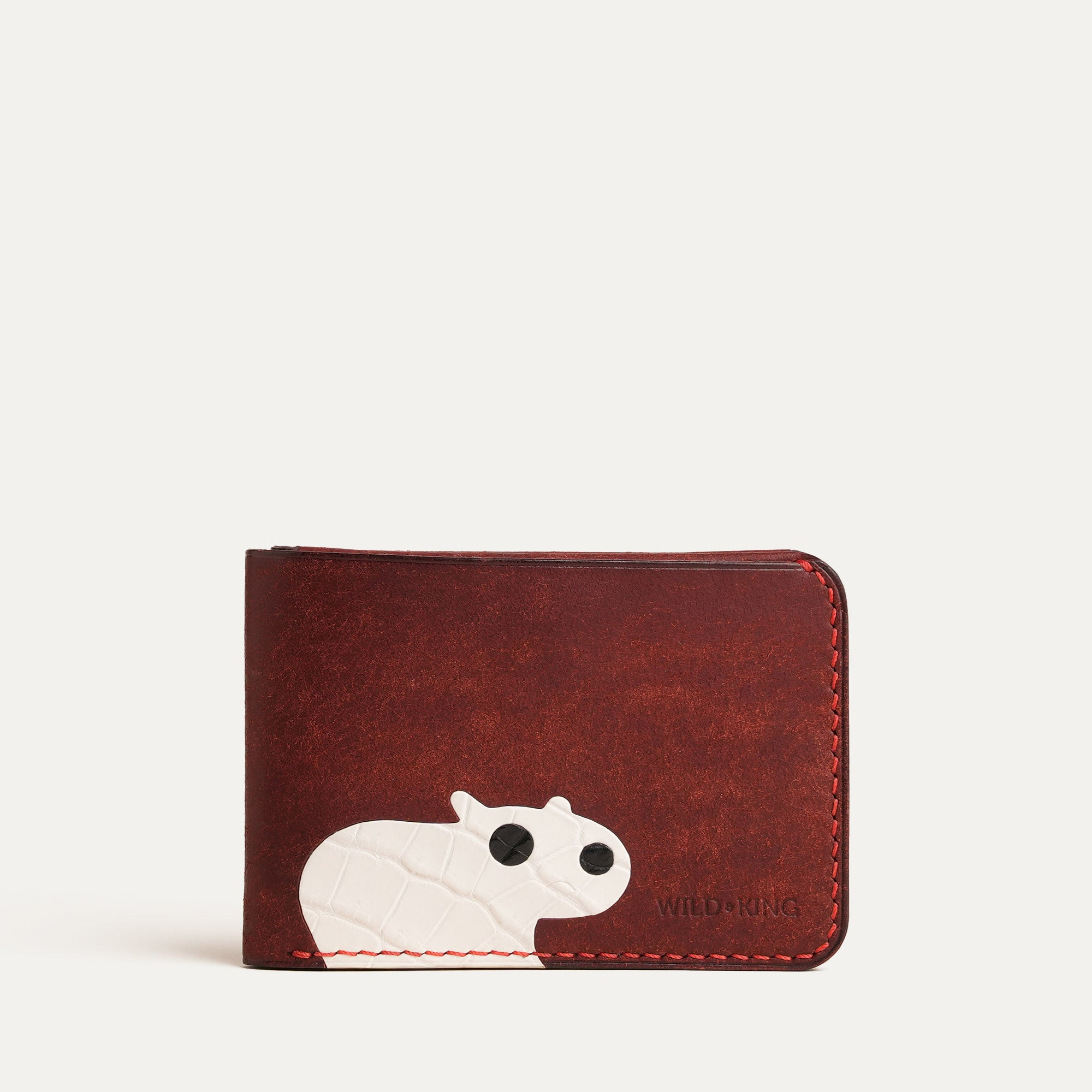 Burgundy Leather Wing Bifold Wallet - Stupid Capybara
