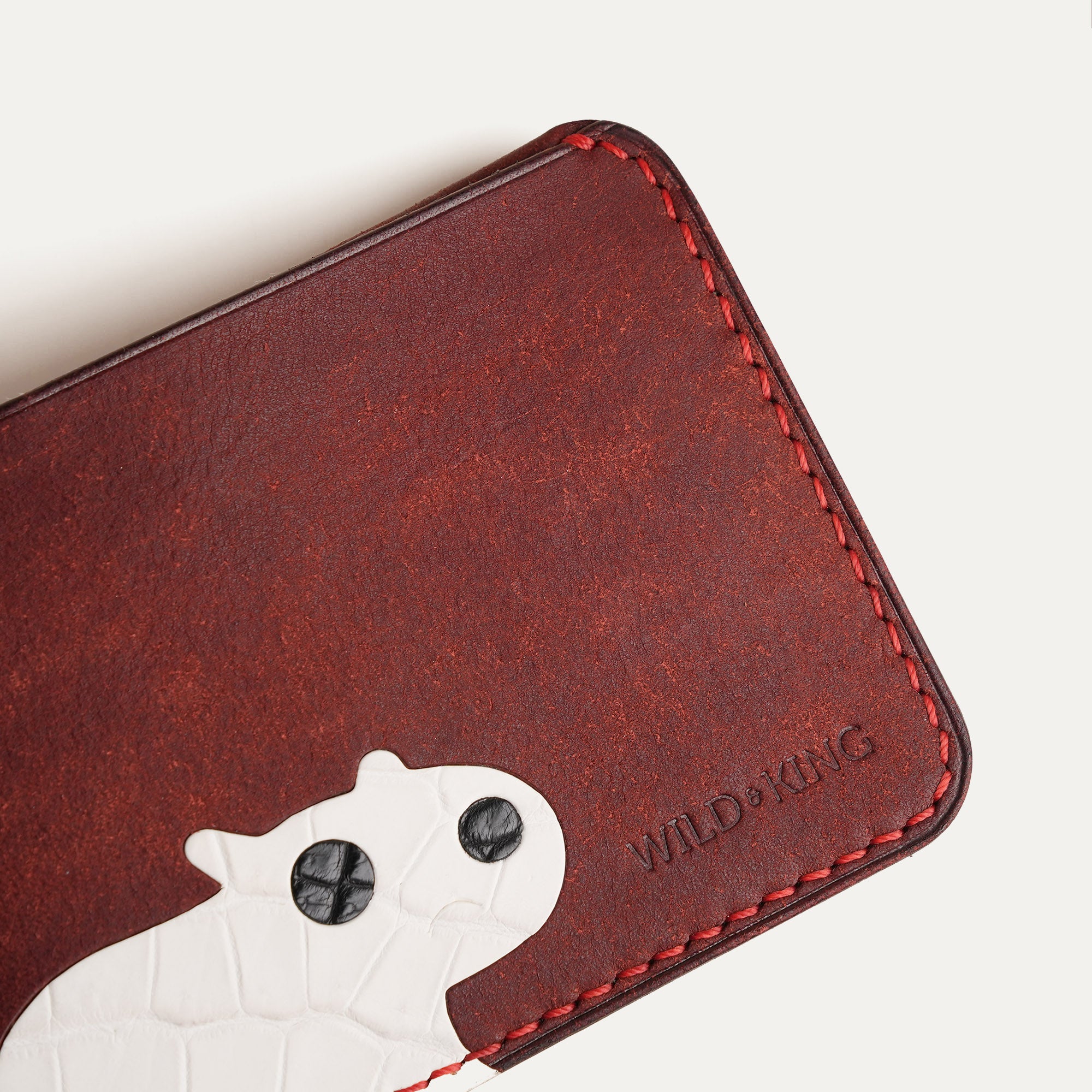 Burgundy Leather Wing Bifold Wallet - Stupid Capybara