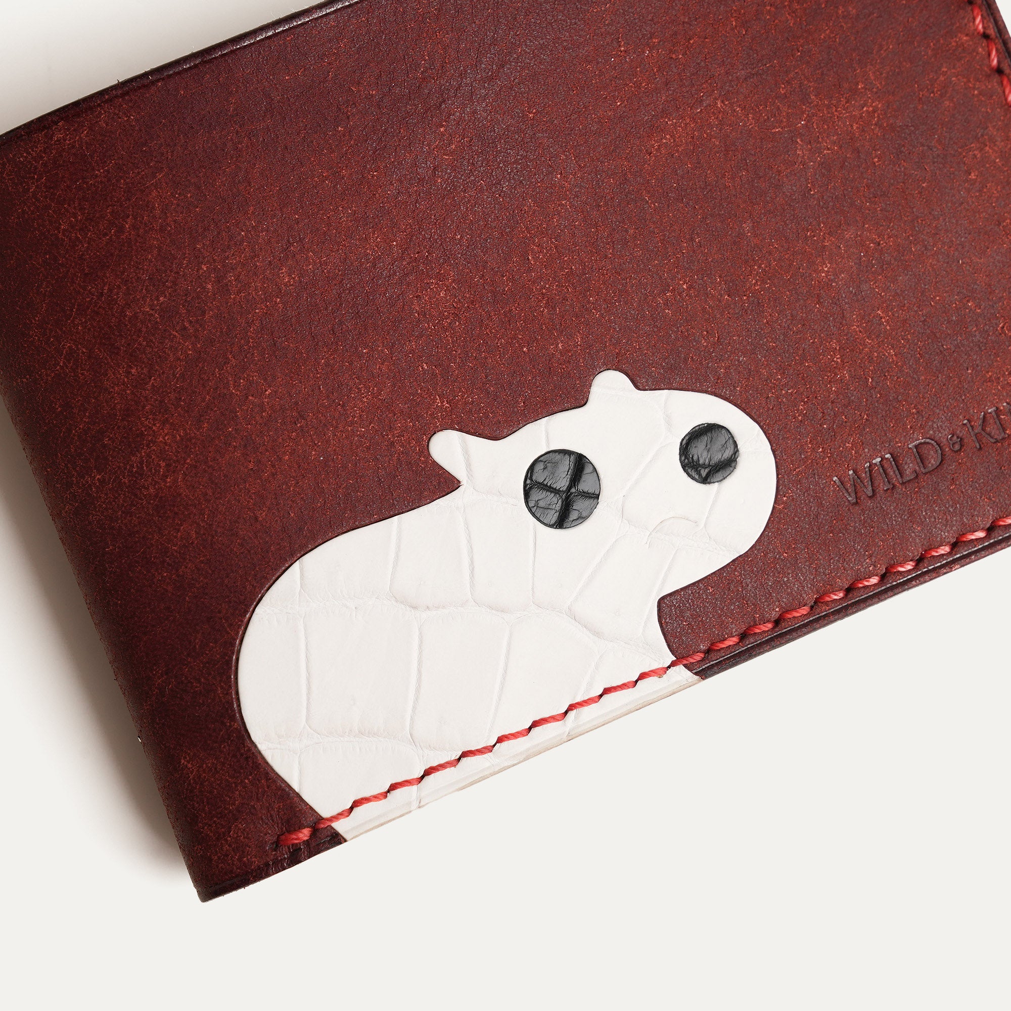 Burgundy Leather Wing Bifold Wallet - Stupid Capybara