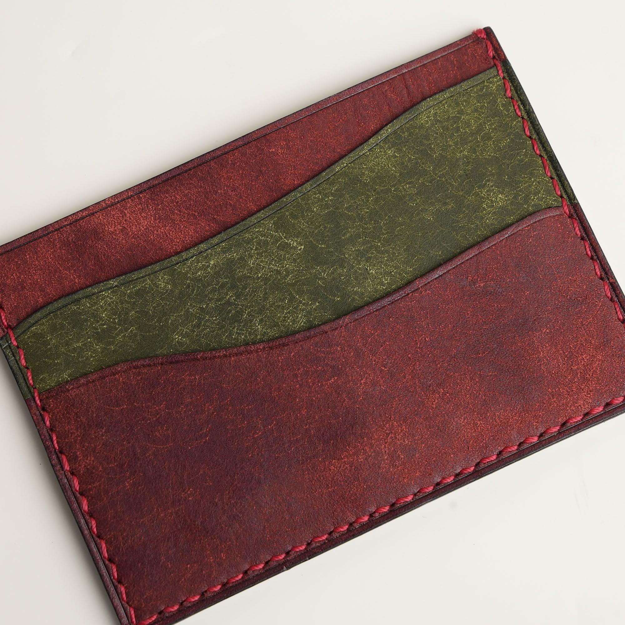 Burgundy Pueblo Leather Card Holder - Stupid Cheetah