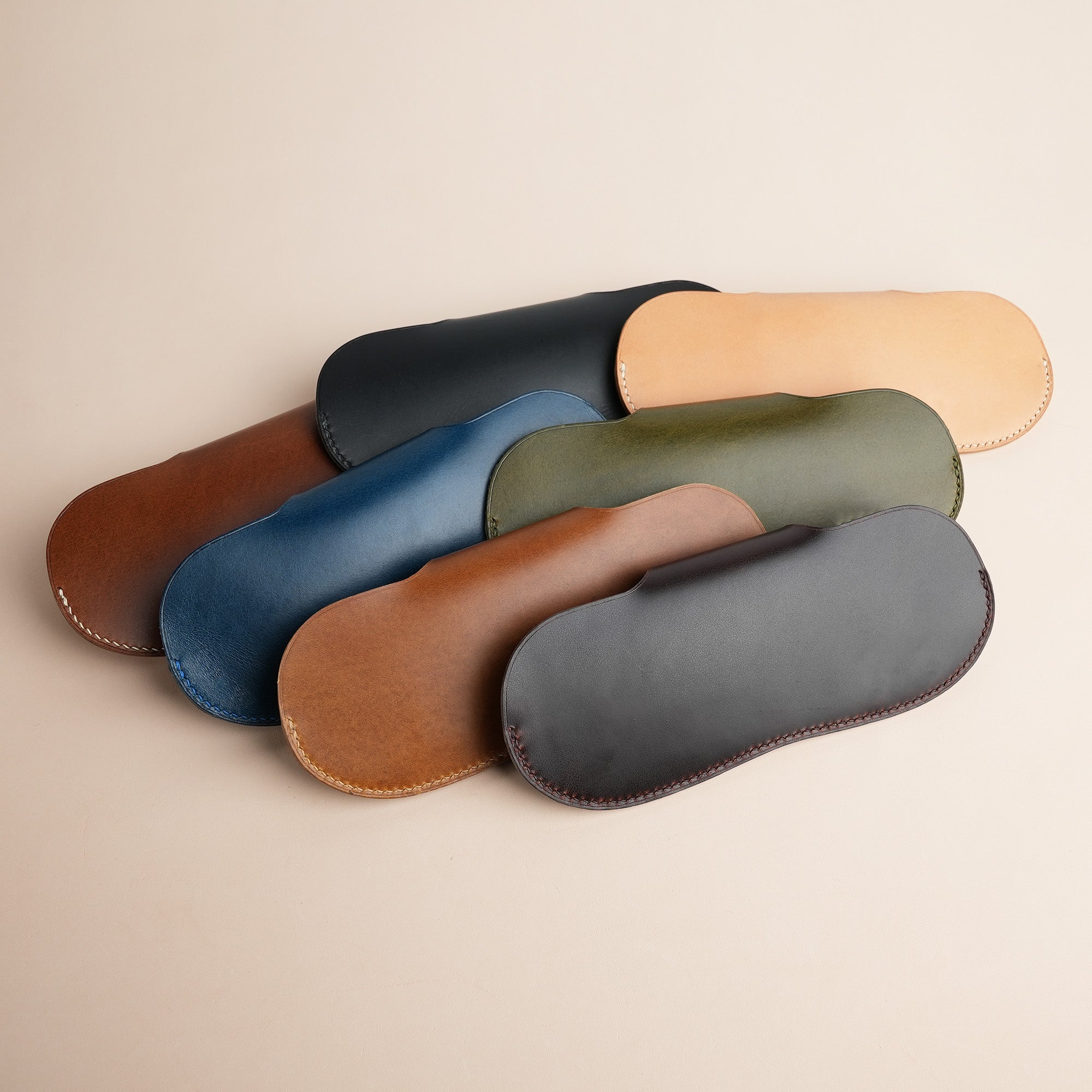 Navy Buttero Leather Glasses Case