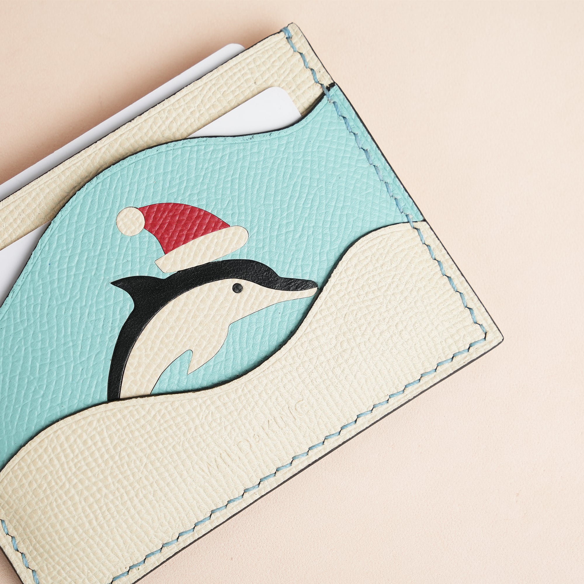 Christmas Epsom Leather Card Holder - Whale