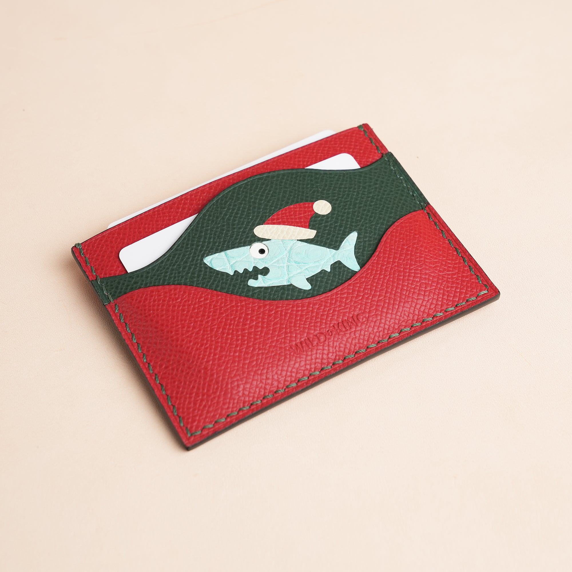 Christmas Epsom Leather Card Holder - Baby Shark