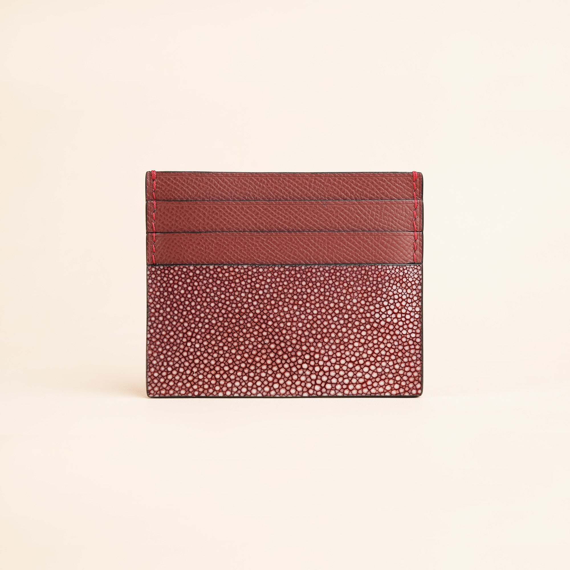 Burgundy Stingray Leather Card Holder
