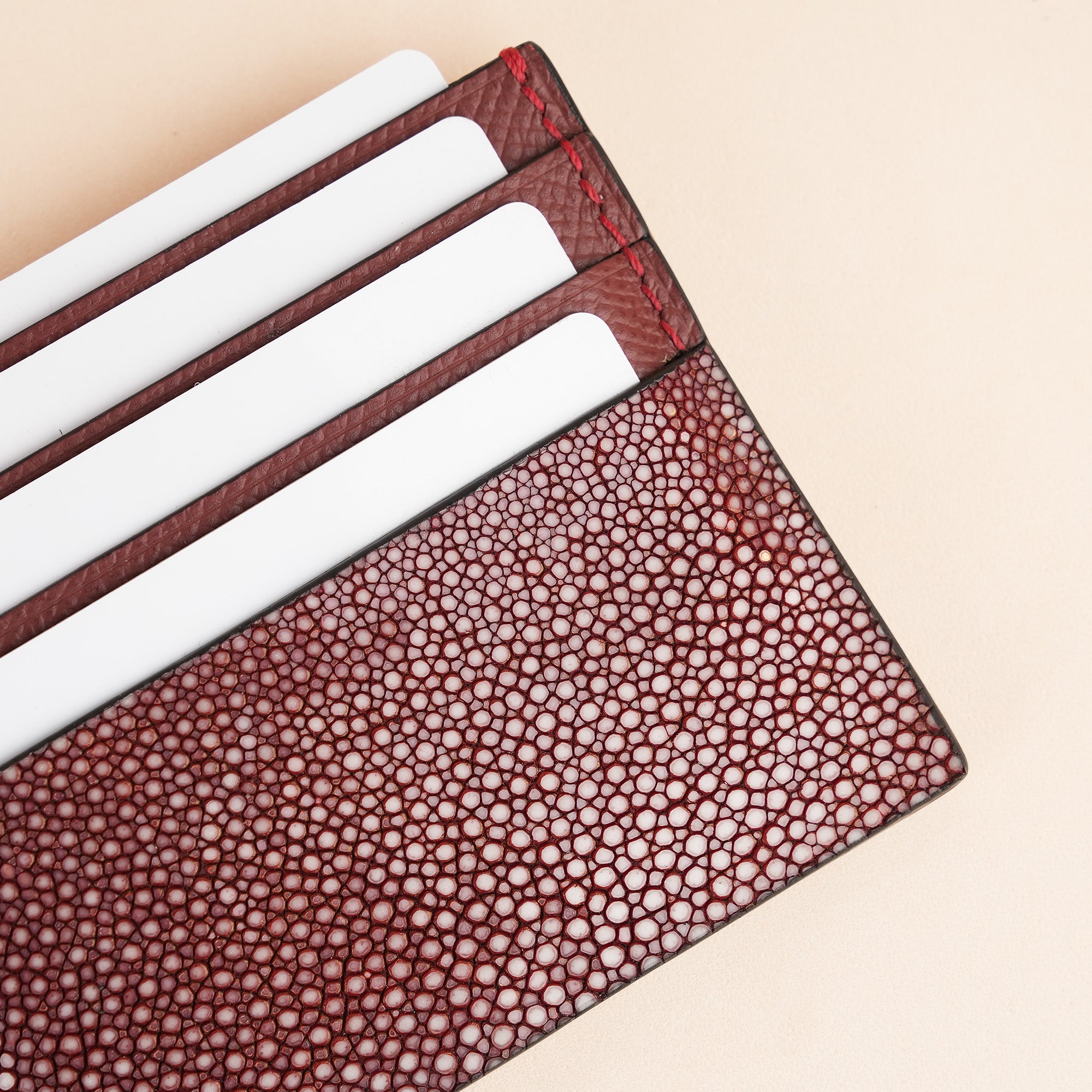 Burgundy Stingray Leather Card Holder
