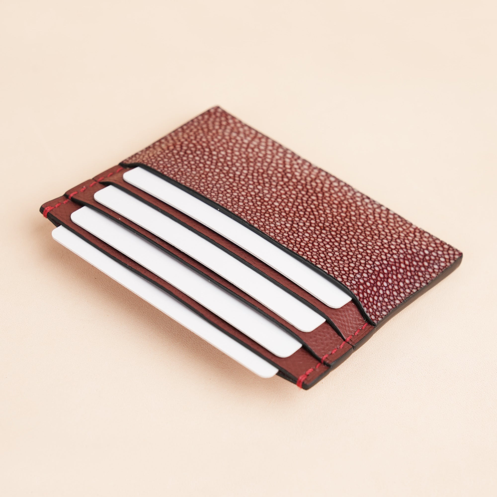 Burgundy Stingray Leather Card Holder