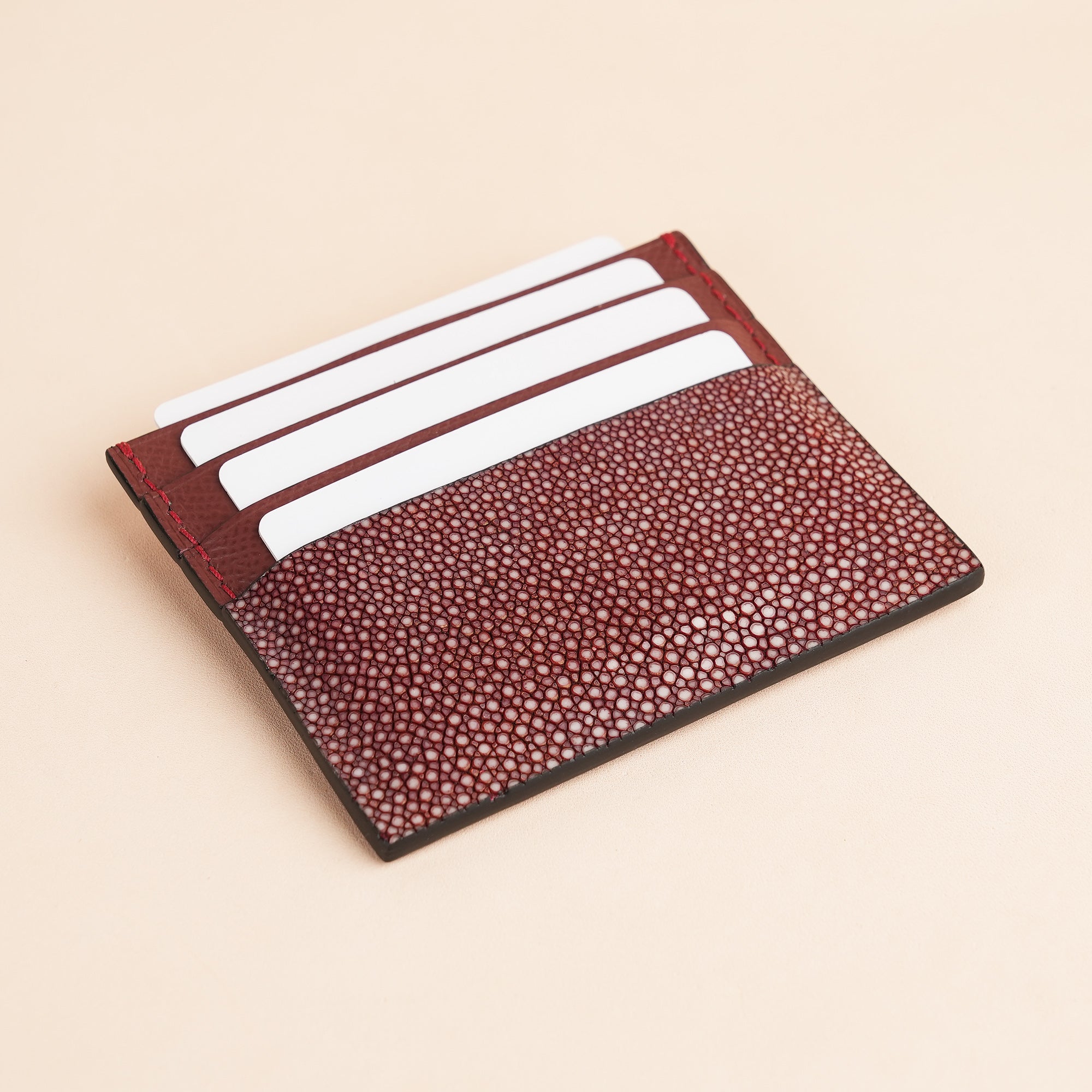 Burgundy Stingray Leather Card Holder